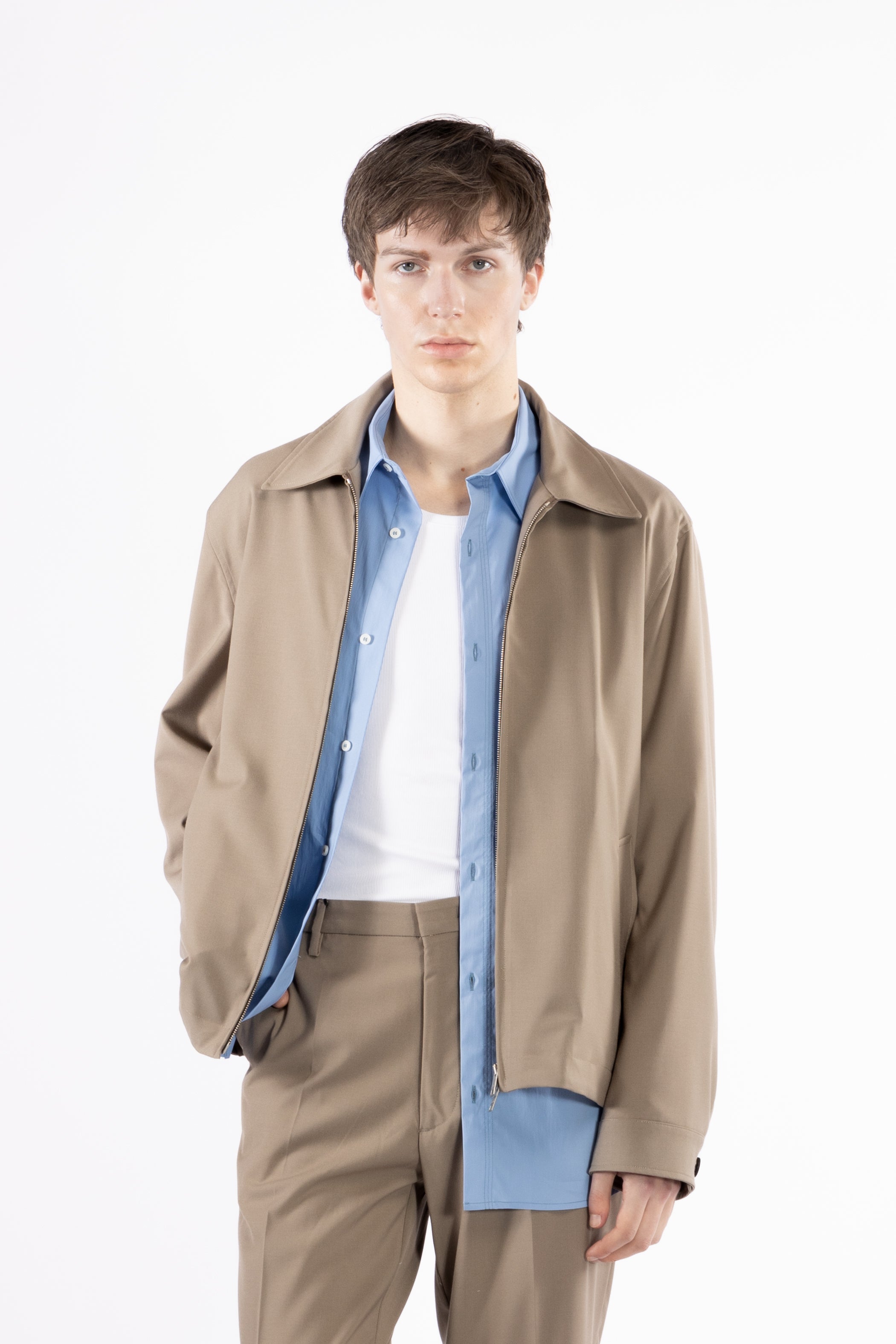 Giacca camicia con cerniera - Taupe