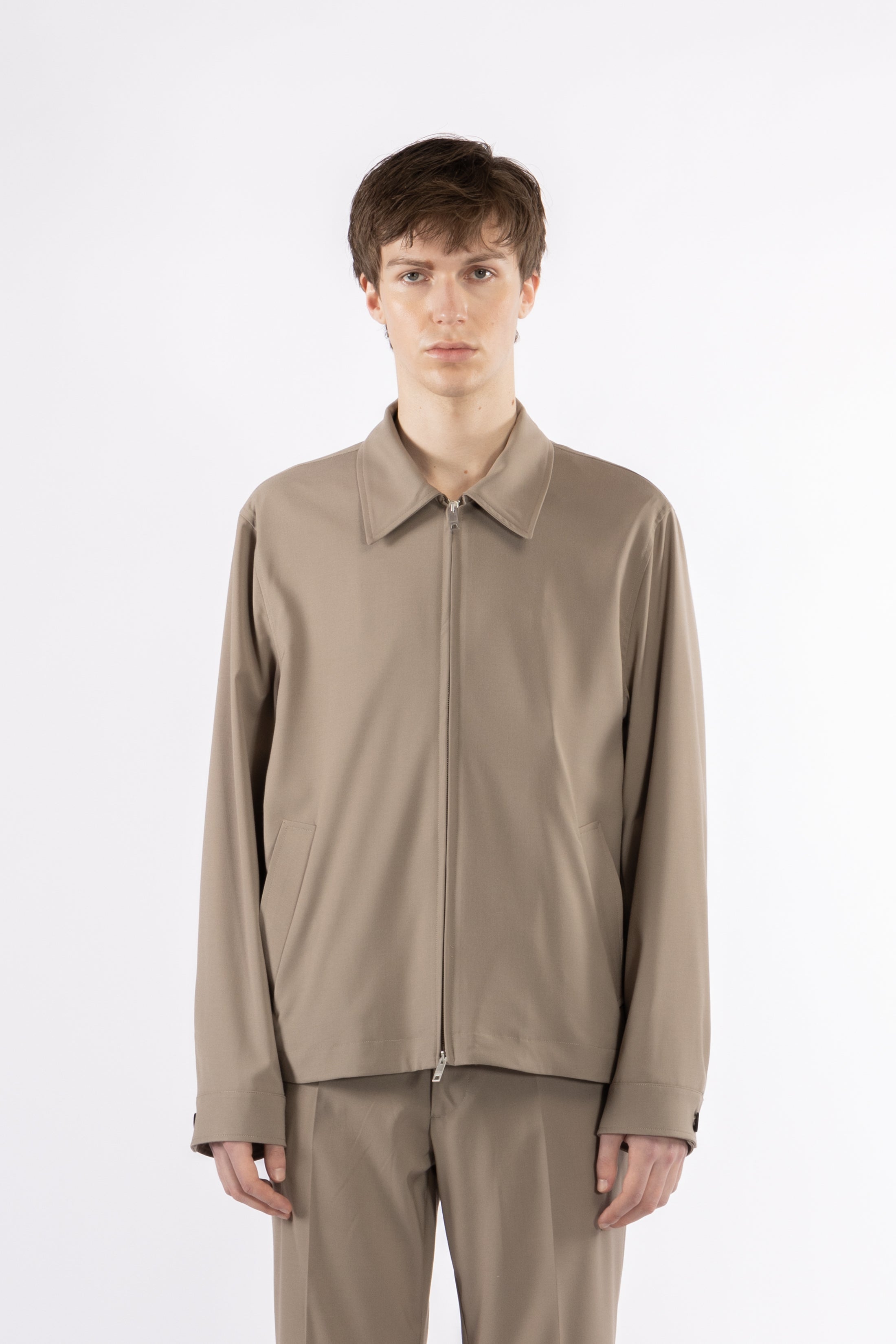Giacca camicia con cerniera - Taupe