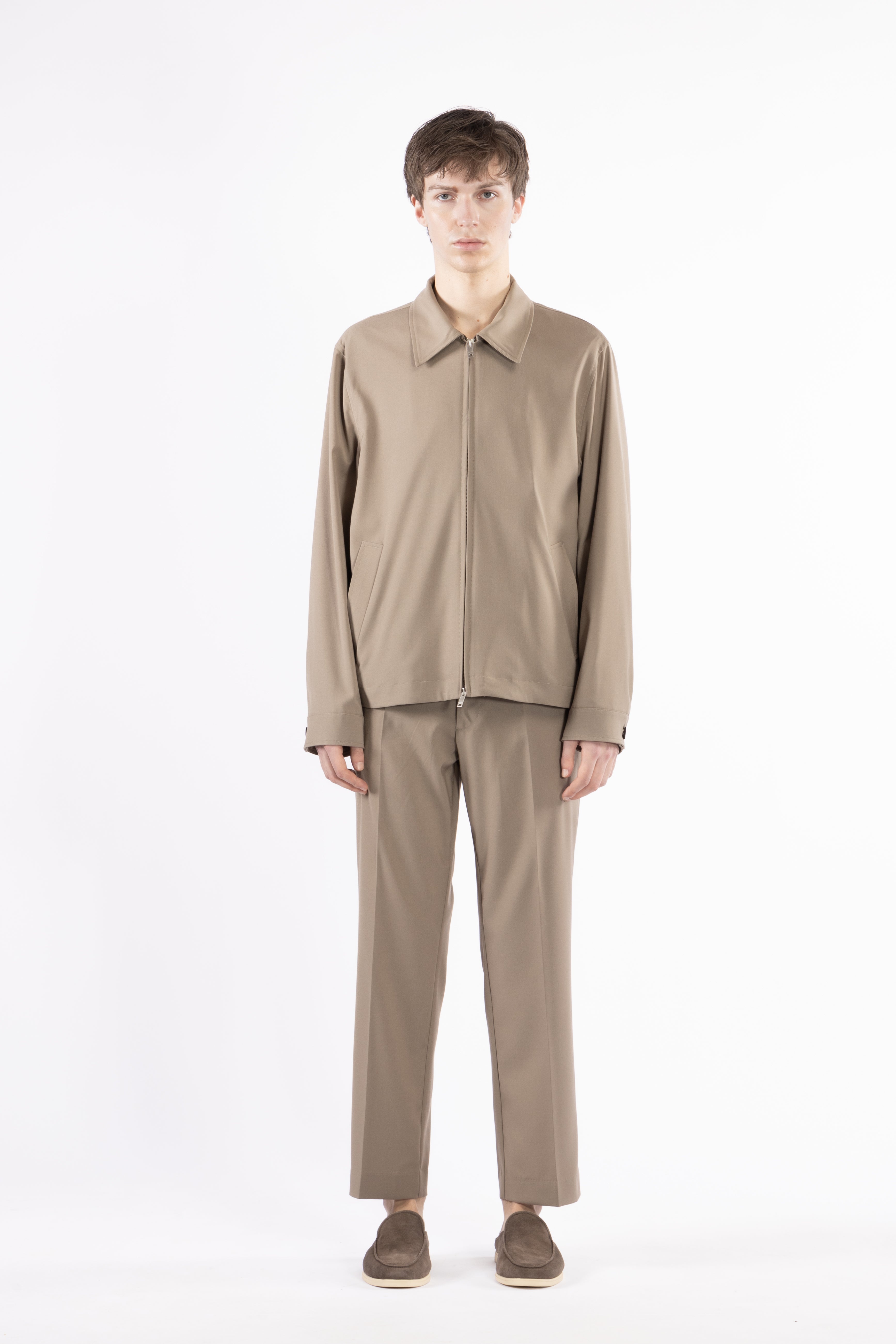 Pantalone gamba dritta crop fit - Taupe