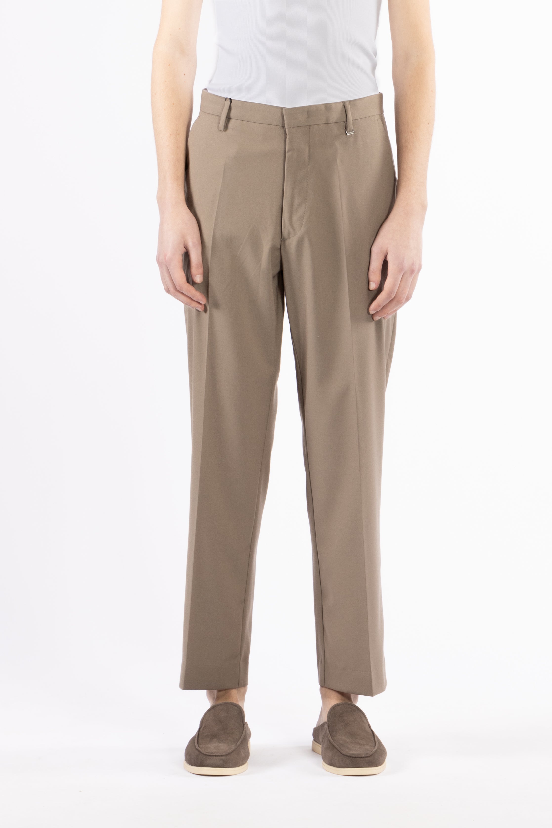 Pantalone gamba dritta crop fit - Taupe
