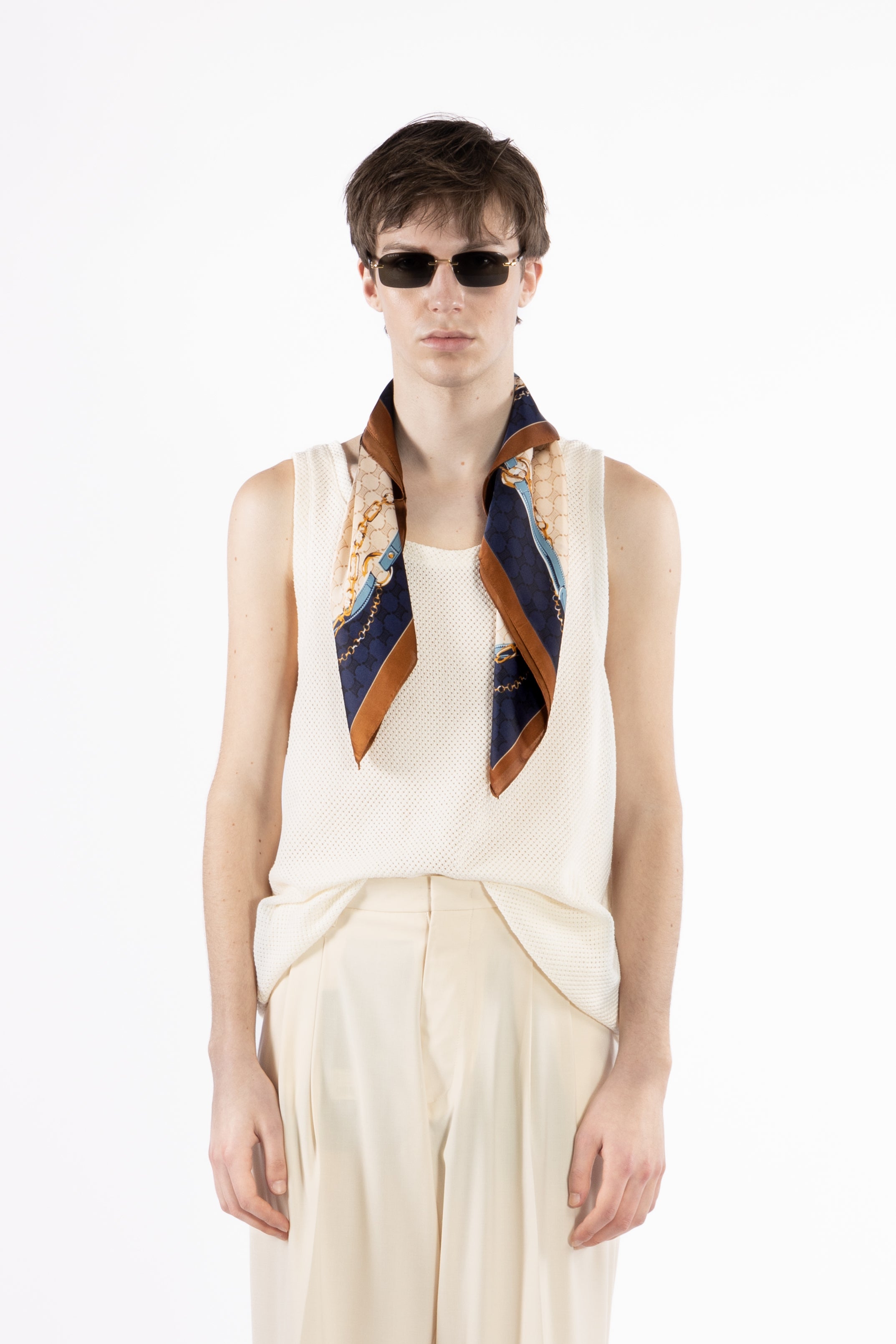 Canotta traforata in cotone - Lino