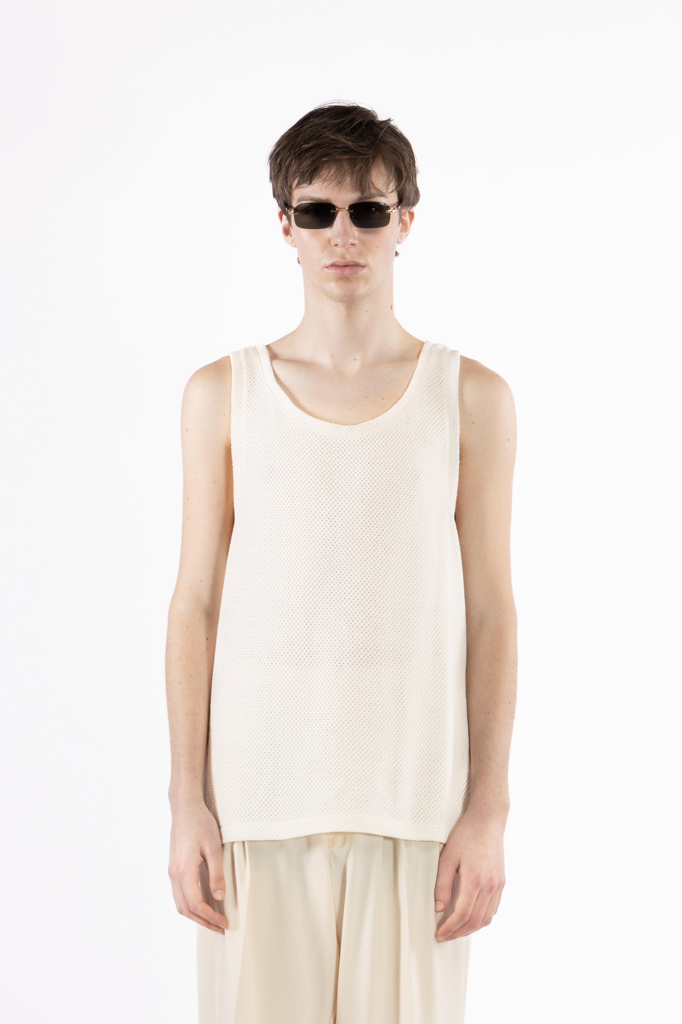 Canotta traforata in cotone - Lino