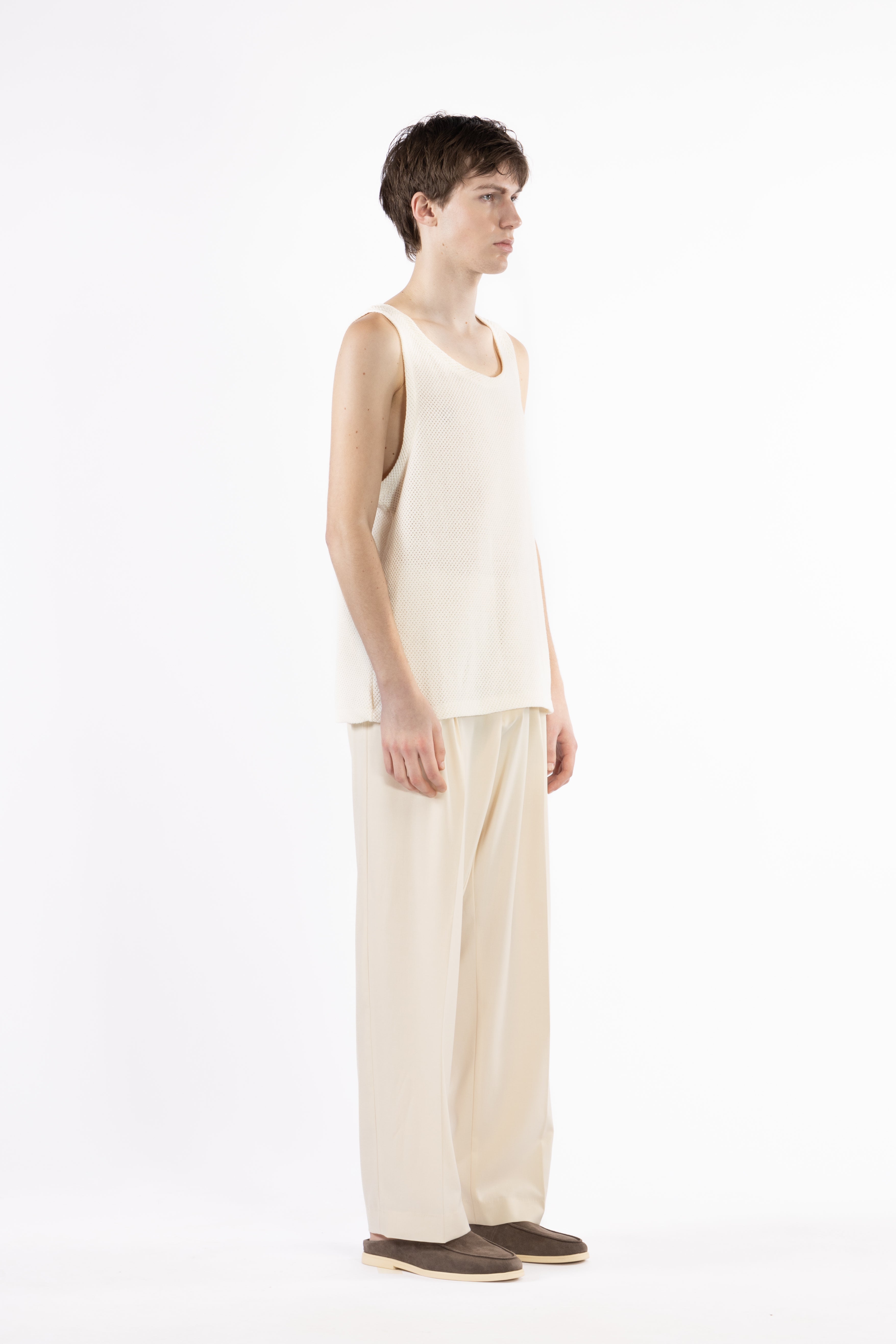 Canotta traforata in cotone - Lino