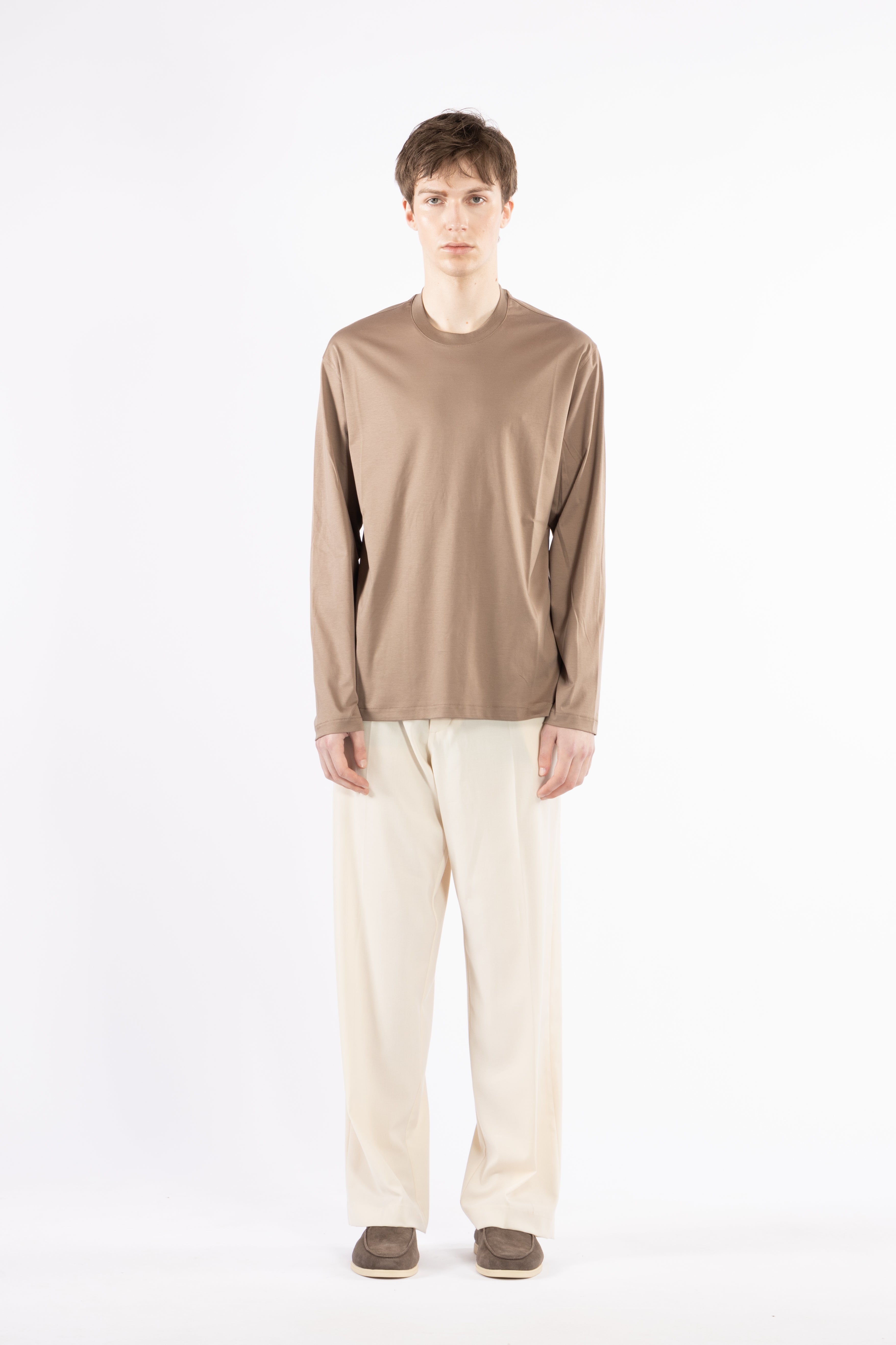 T-shirt in cotone mercerizzato - Taupe