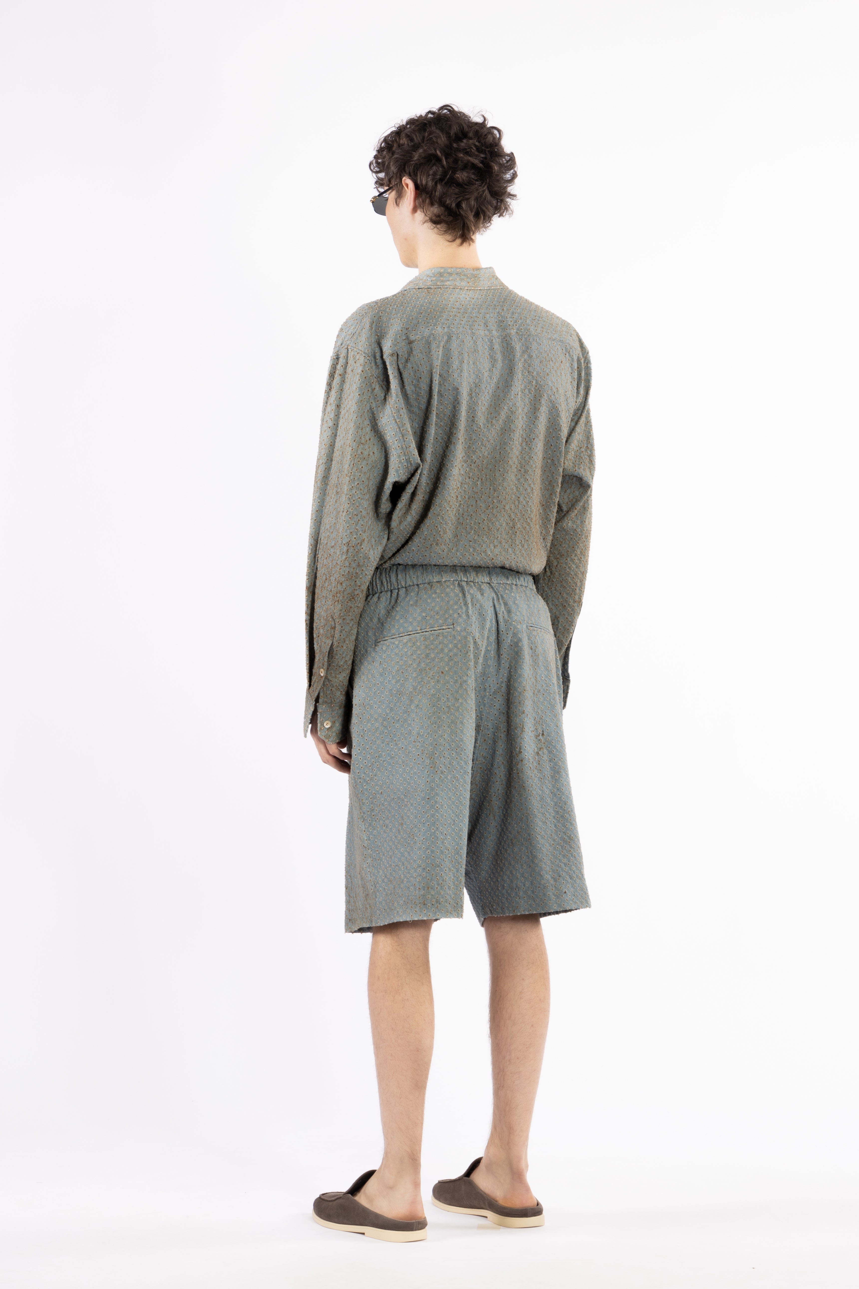 Bermuda in cotone effetto denim vissuto