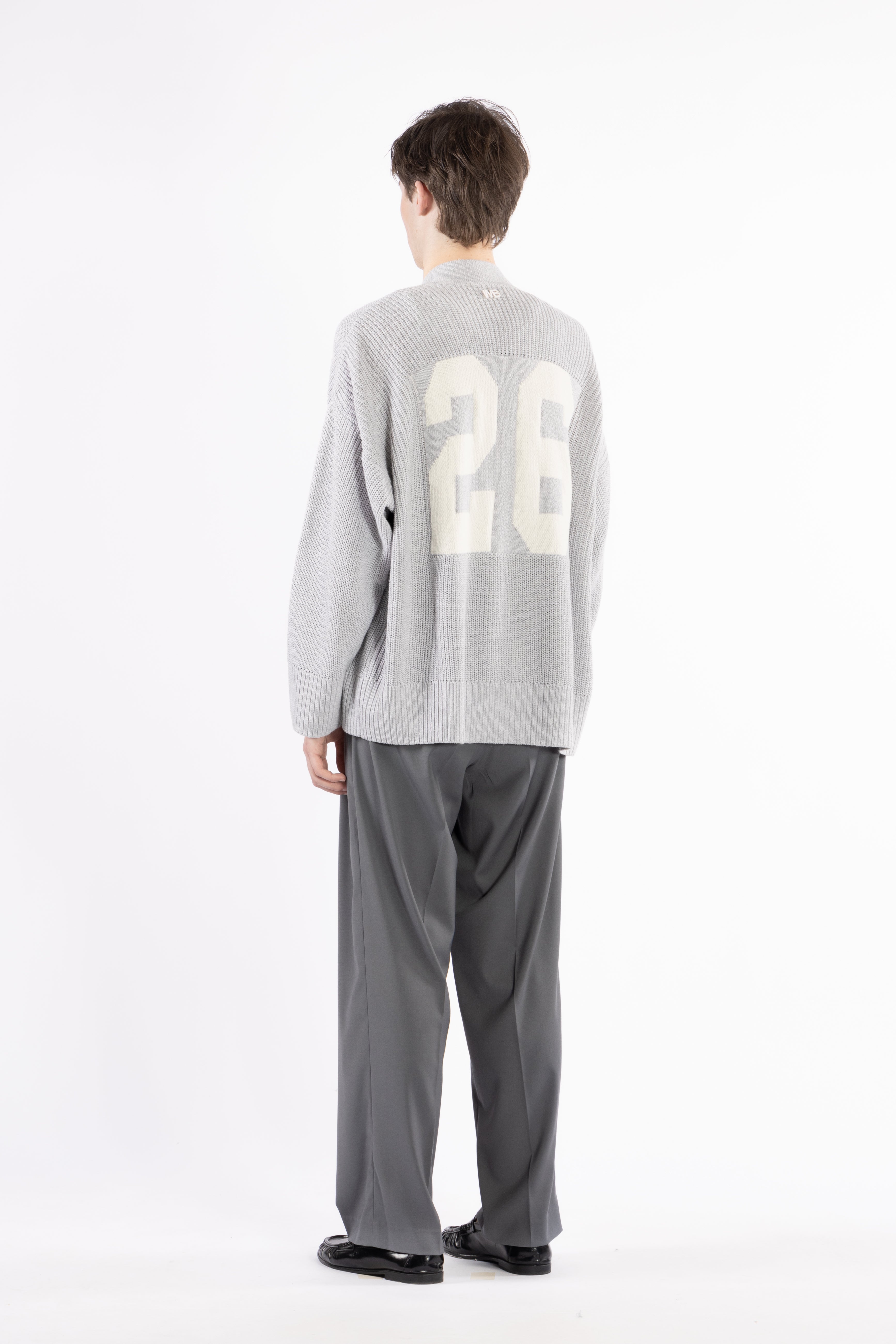 Cardigan in maglia con intarsio - Grigio