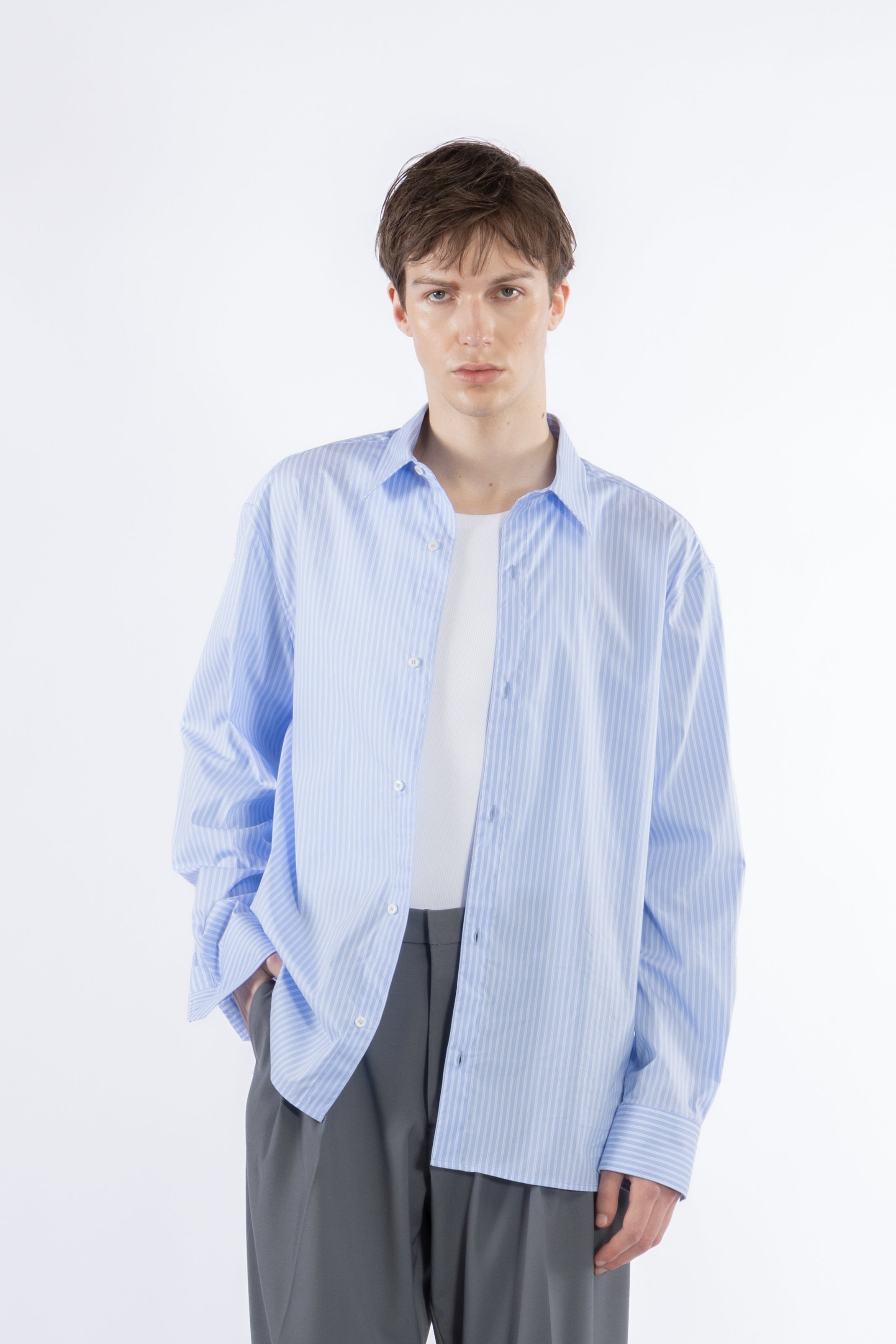 Camicia oversize in cotone a righe