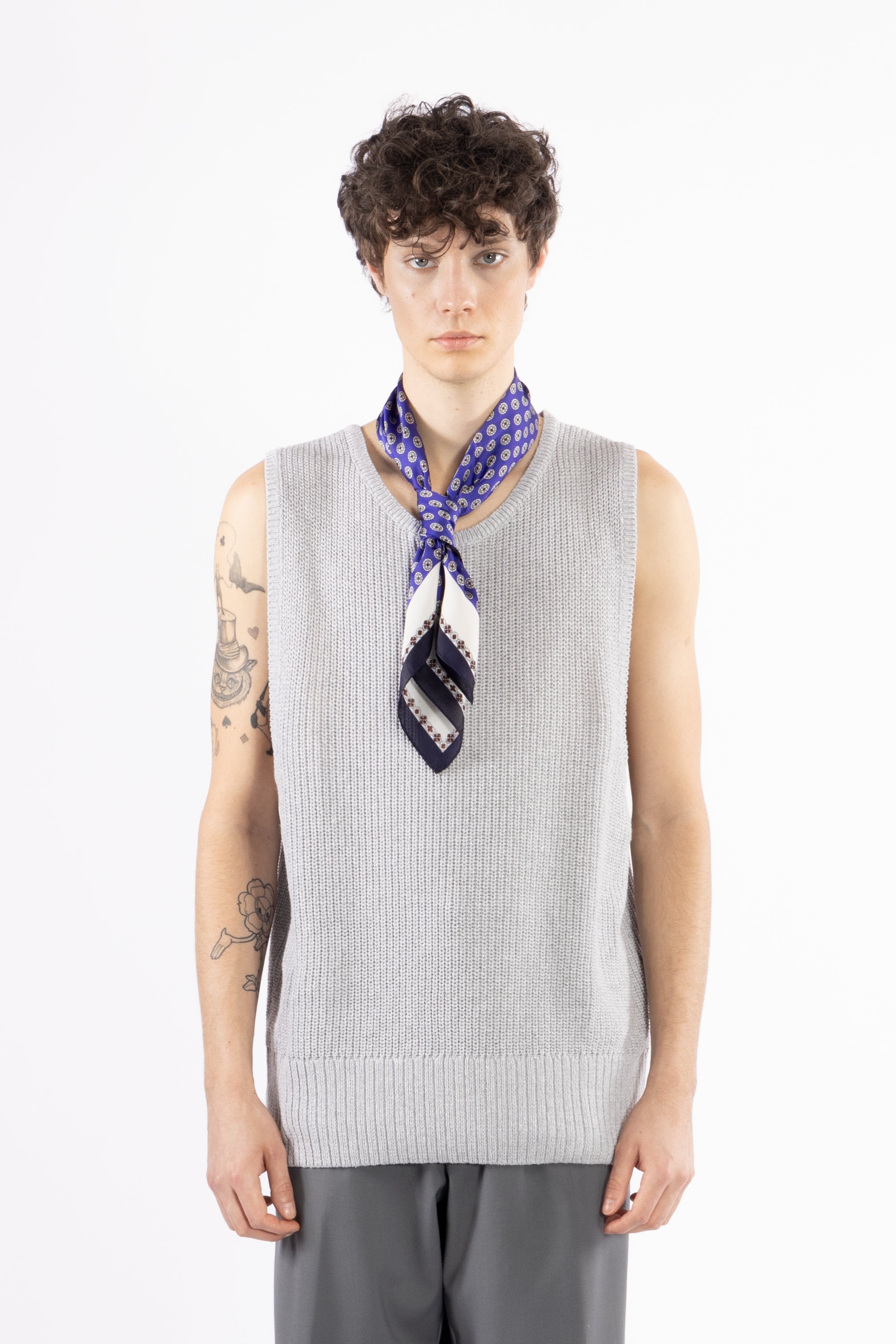 Canotta ampia in maglia - Grigio