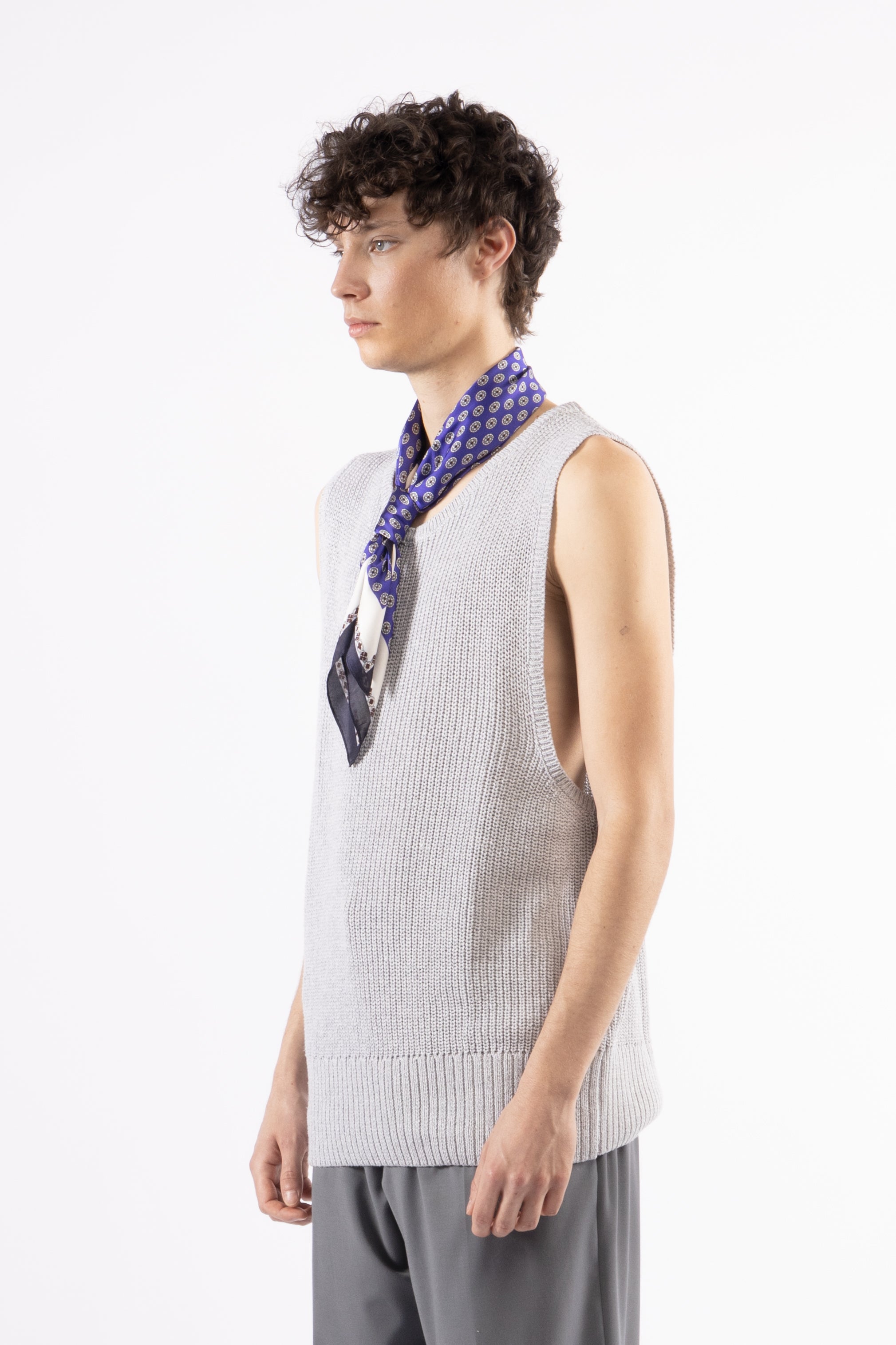 Canotta ampia in maglia - Grigio