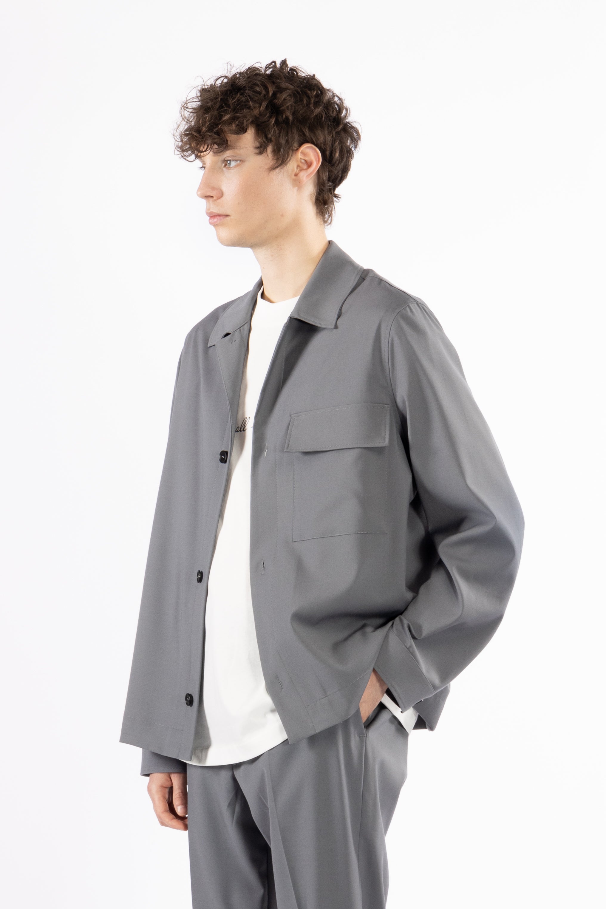 Giacca camicia sfoderata - Grigio