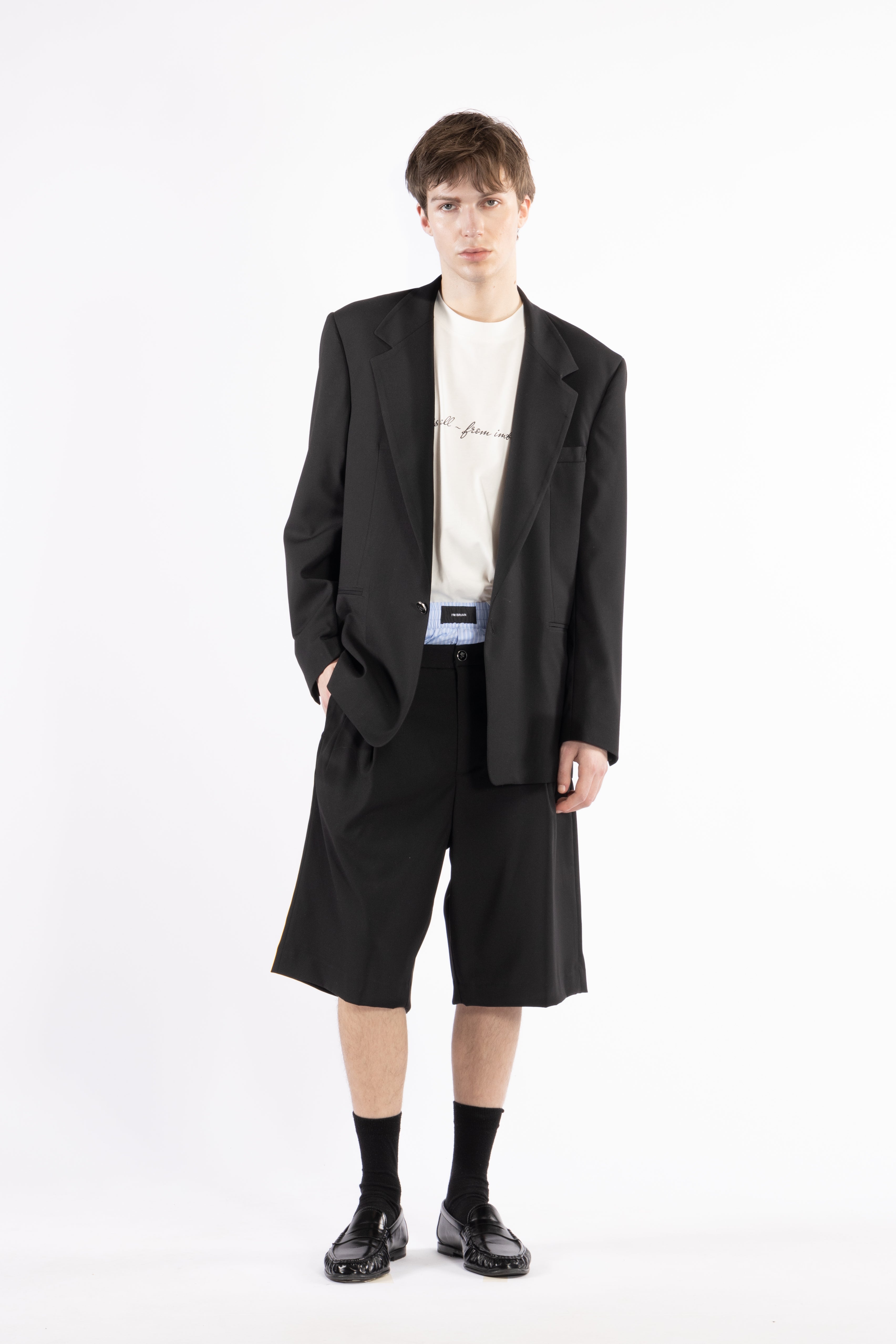 Bermuda oversize con elastico in cotone - Nero