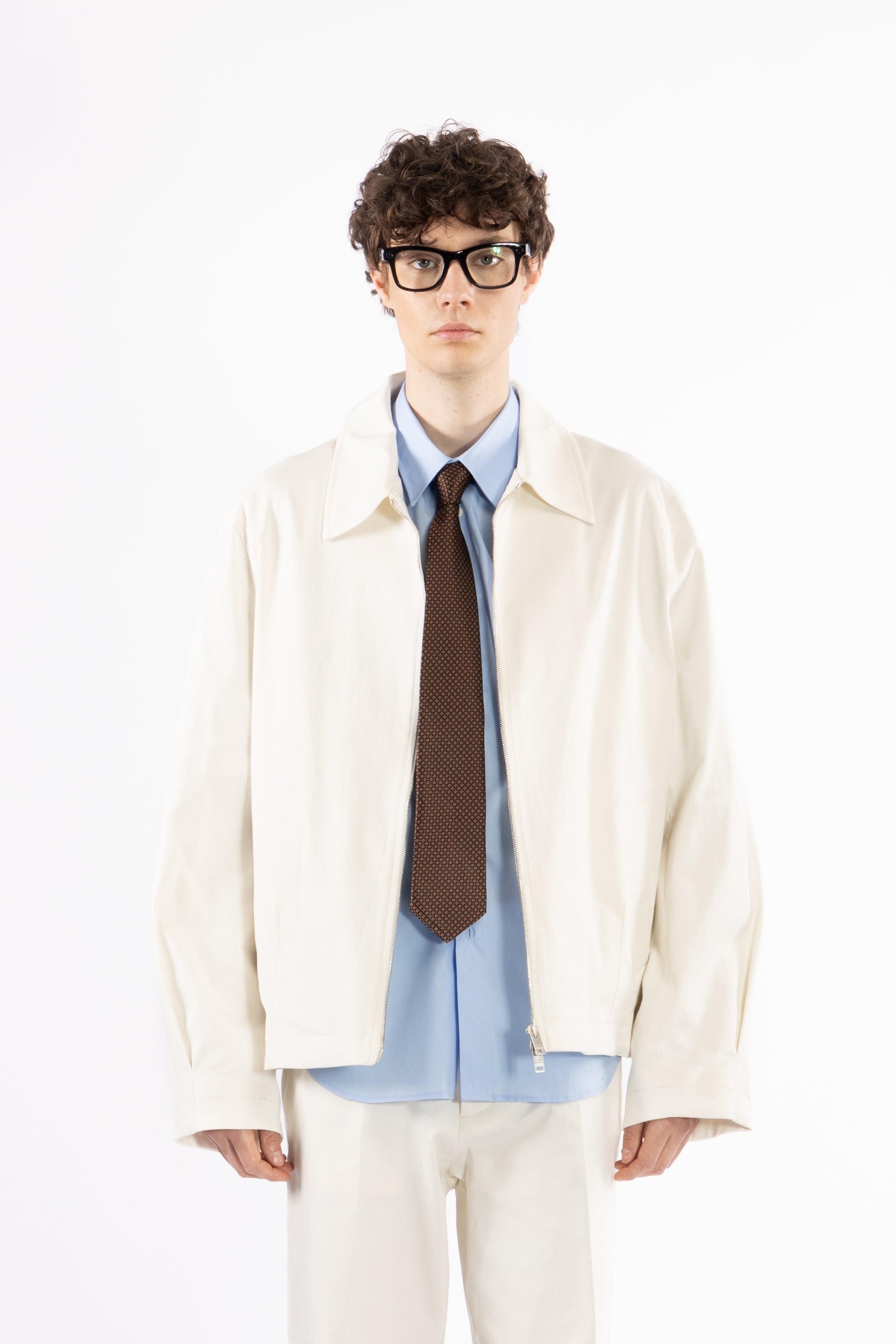 Giubbino in cotone con zip - Panna