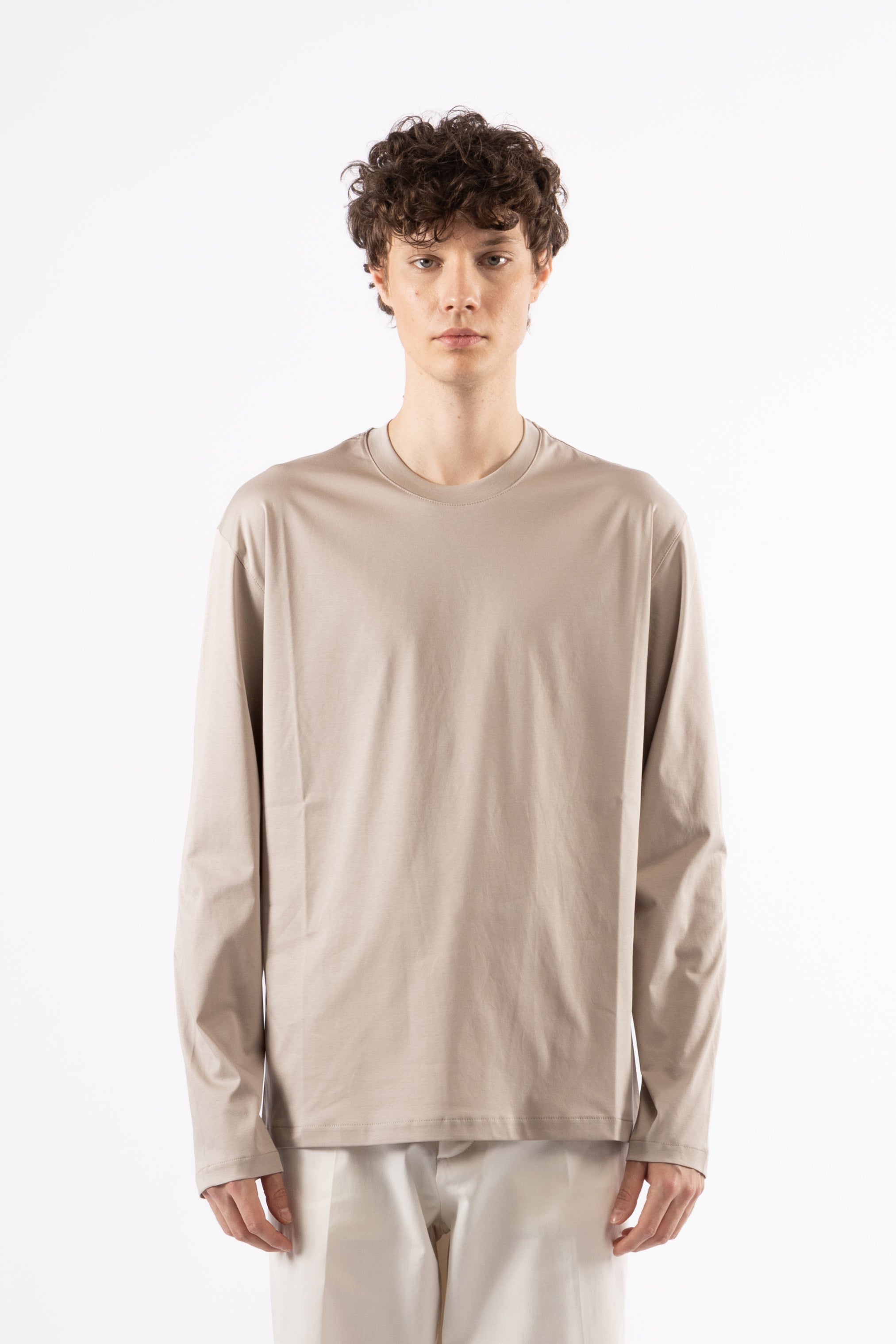 T-shirt in cotone mercerizzato - Beige