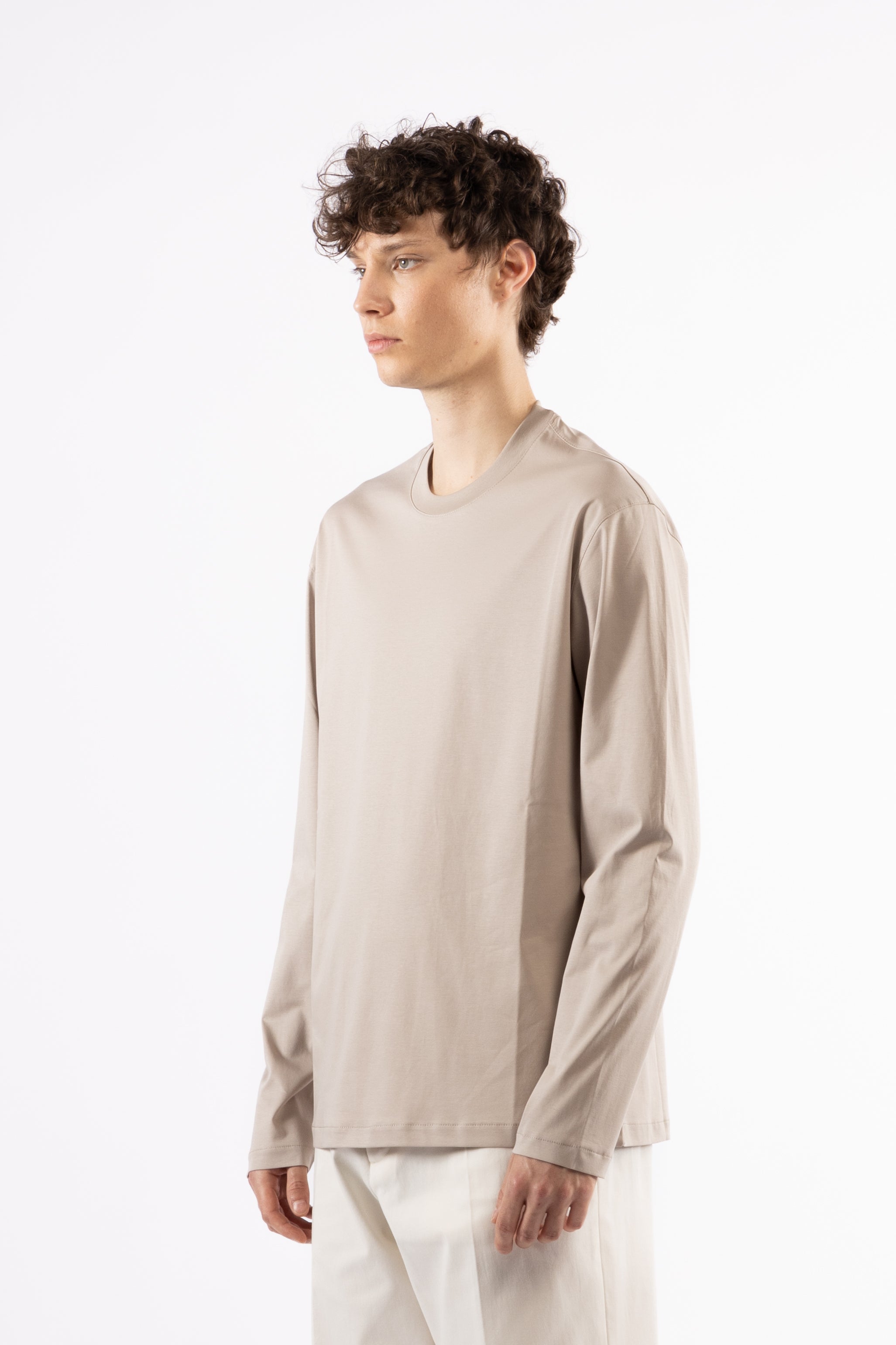 T-shirt in cotone mercerizzato - Beige