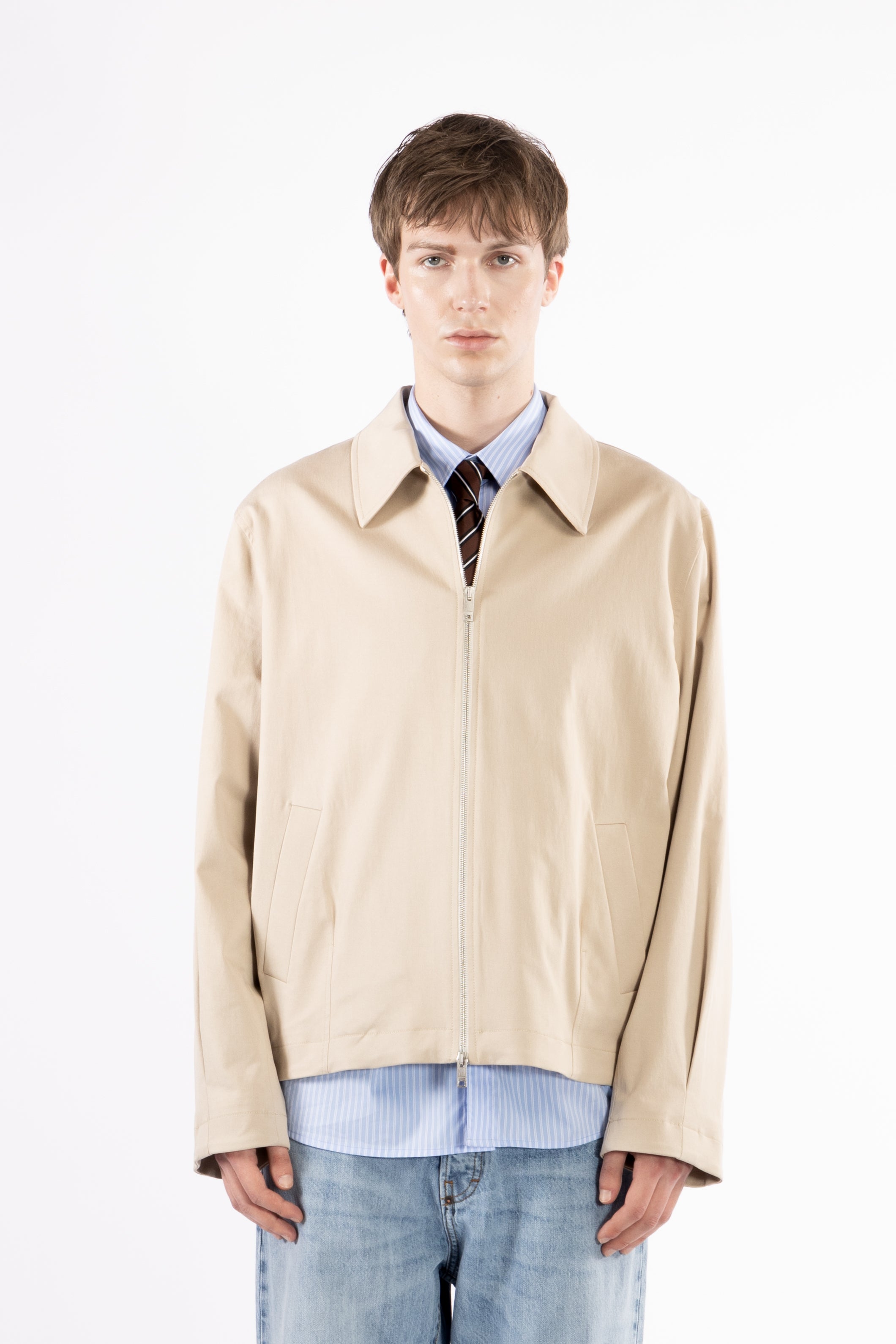 Giubbino in cotone con zip - Beige