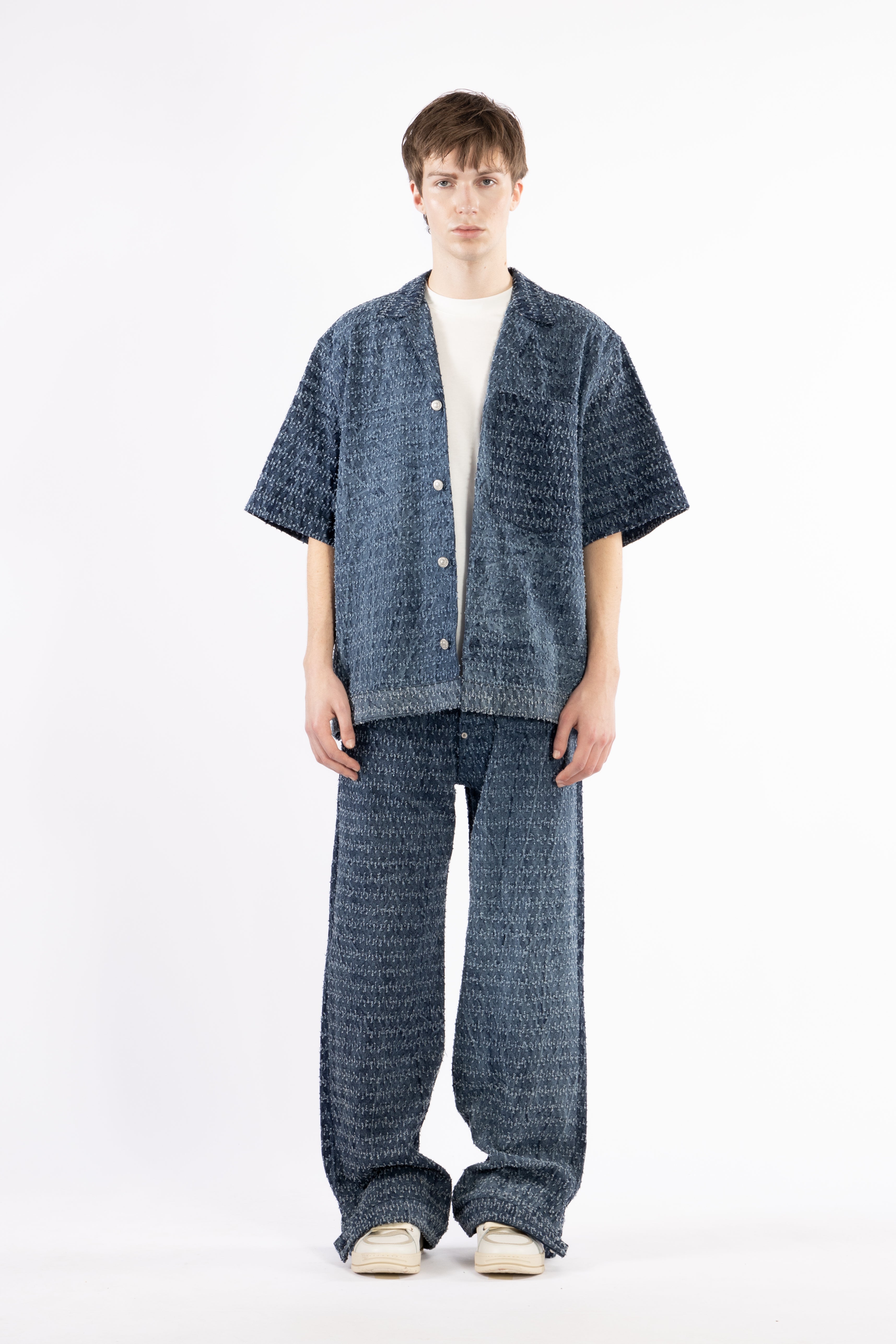 Camicia in cotone denim microrotture