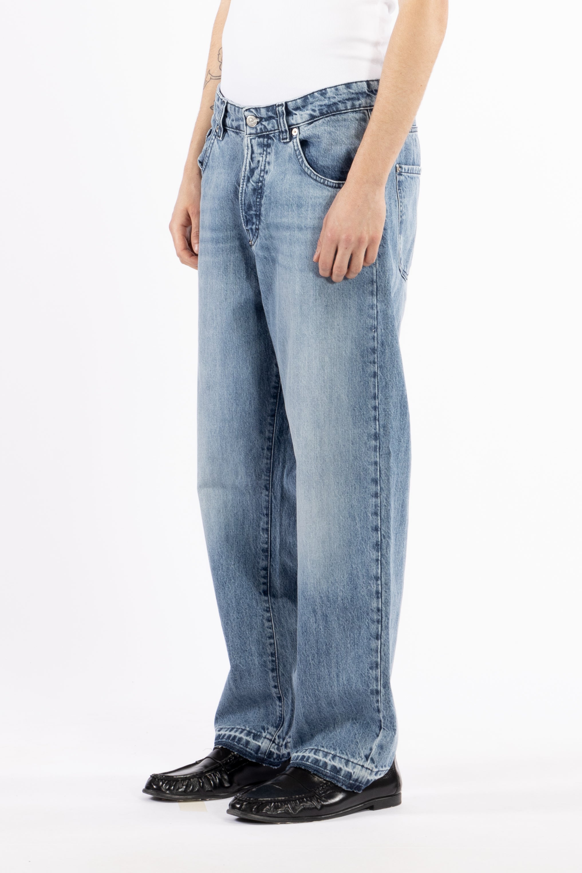 Jeans crop fit stone wash