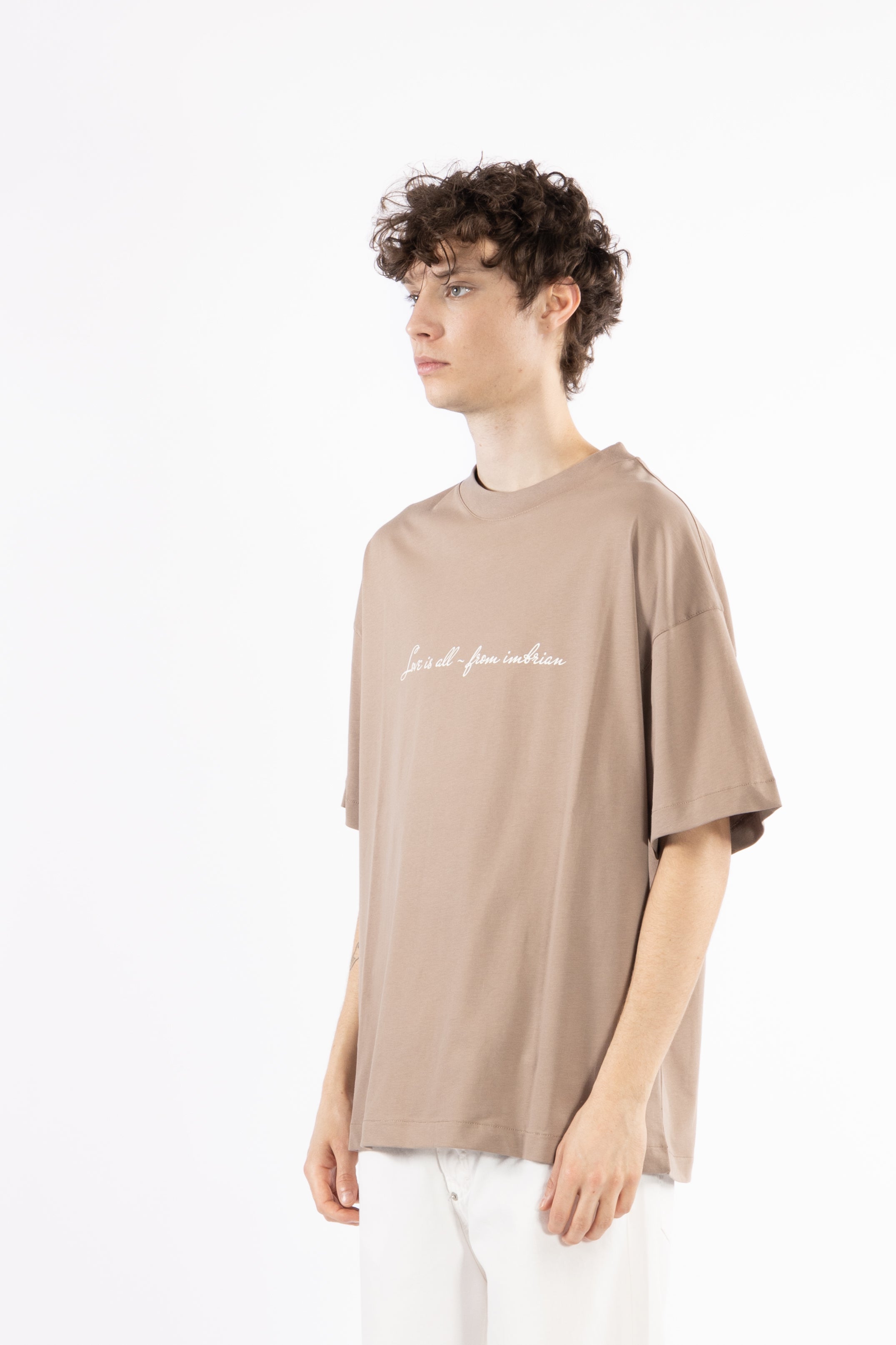 T-Shirt oversize stampata - Taupe