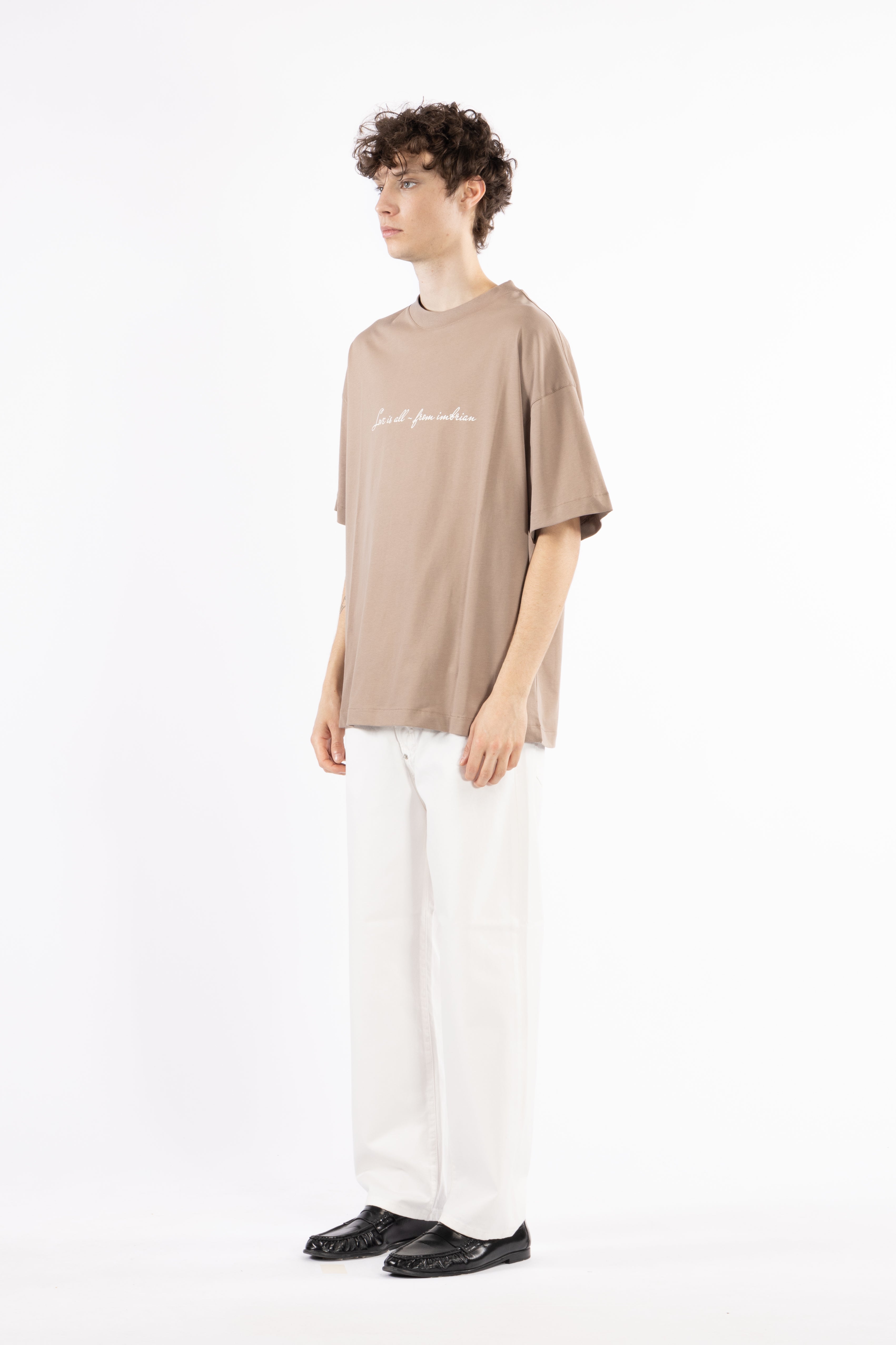 T-Shirt oversize stampata - Taupe