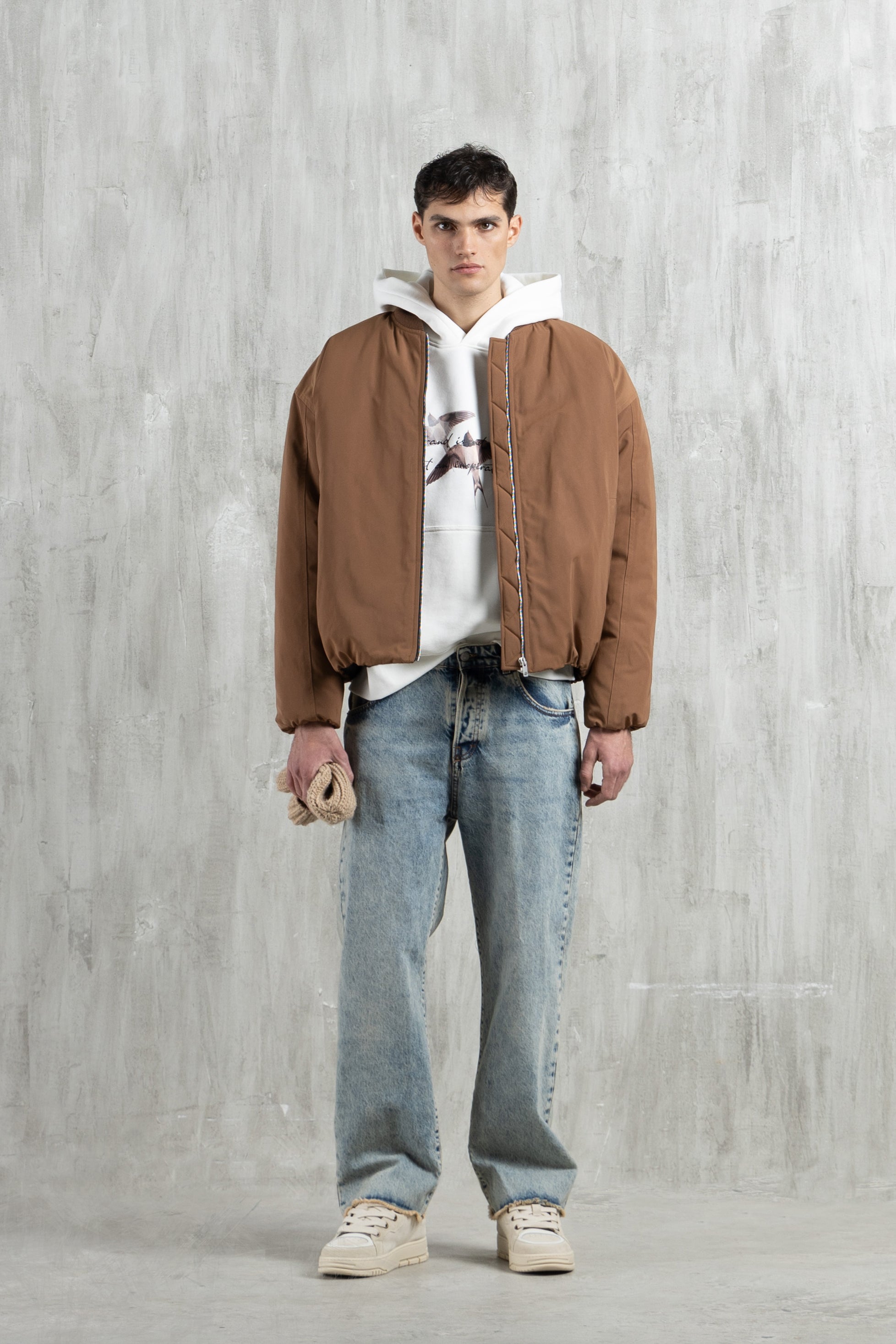 Felpa oversize stampa rondini - Panna