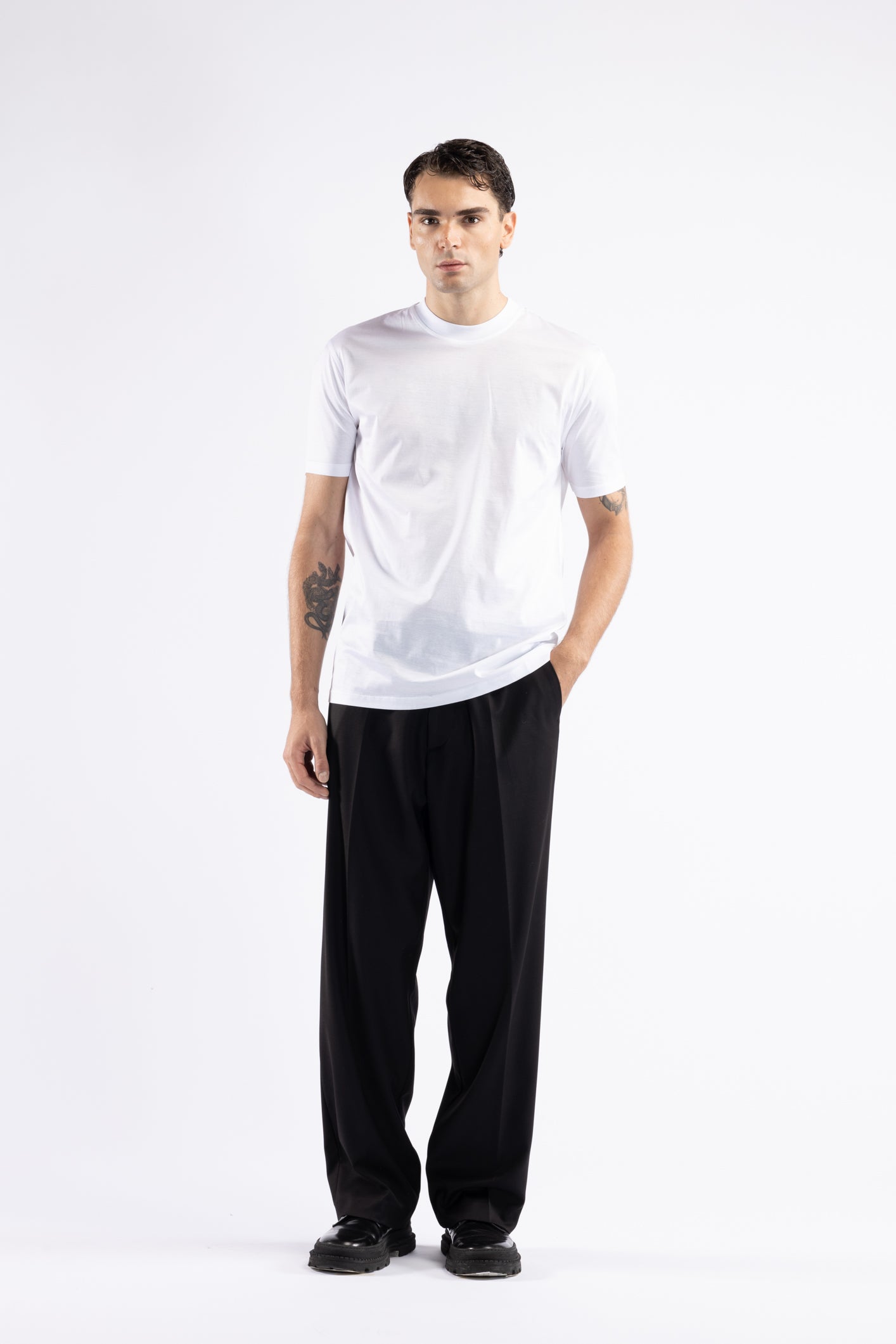 T-shirt in cotone filo di scozia - Bianco
