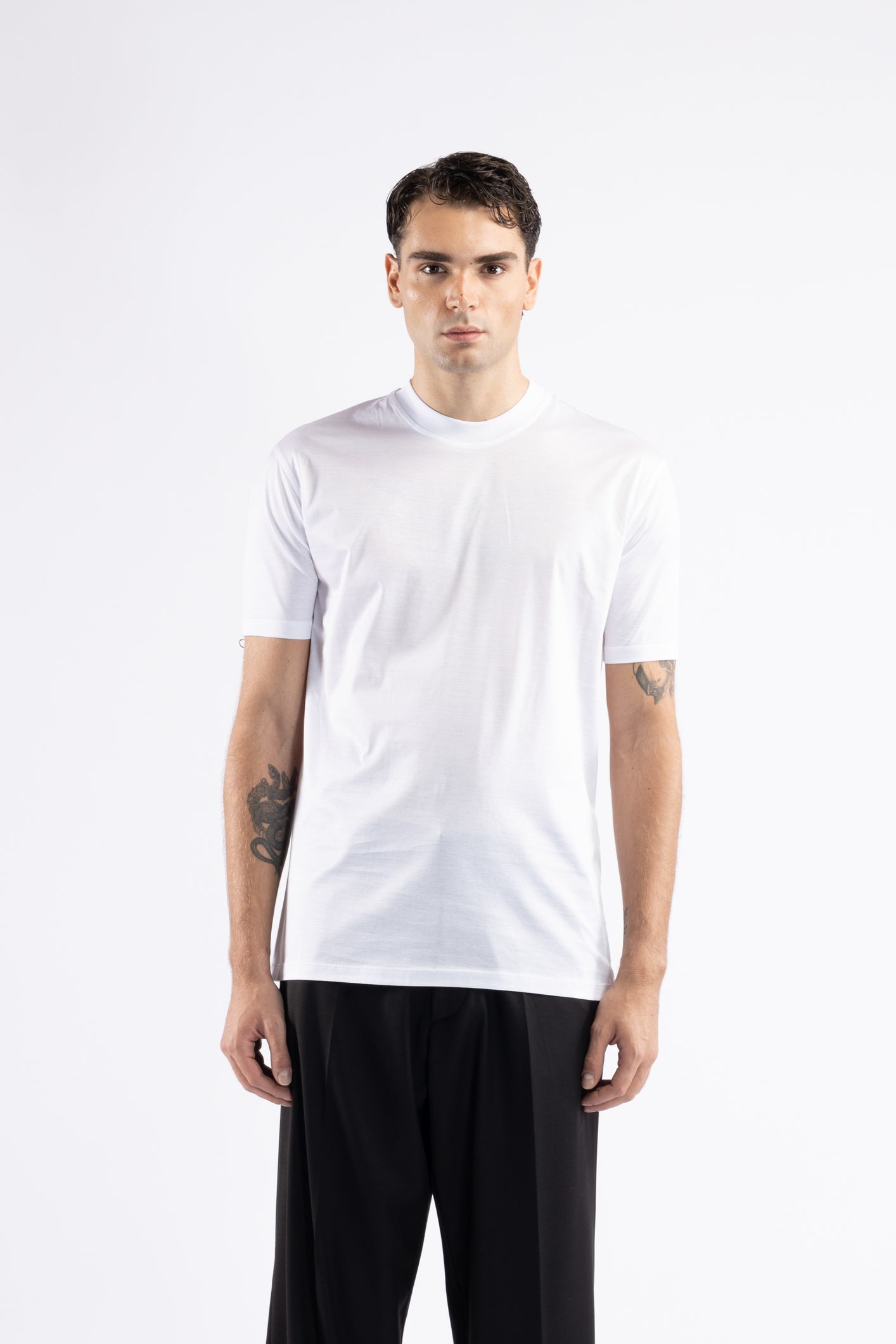 T-shirt in cotone filo di scozia - Bianco