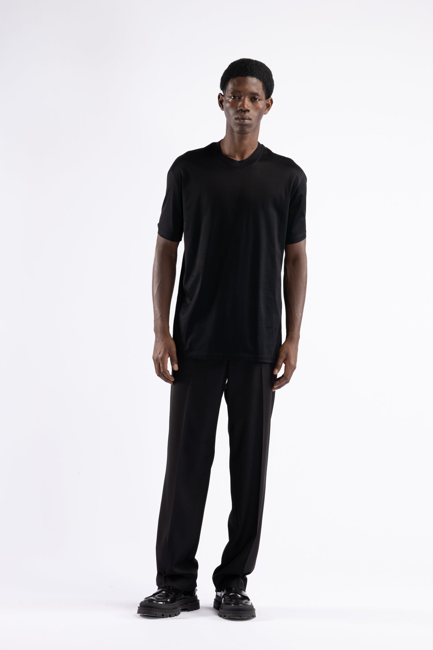 T-shirt in cotone filo di scozia - Nero