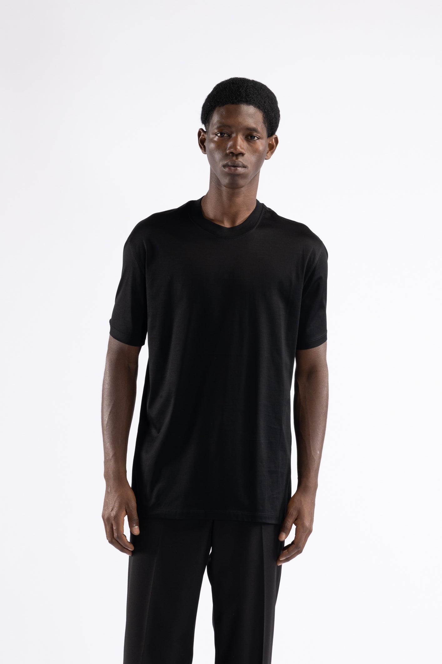 T-shirt in cotone filo di scozia - Nero
