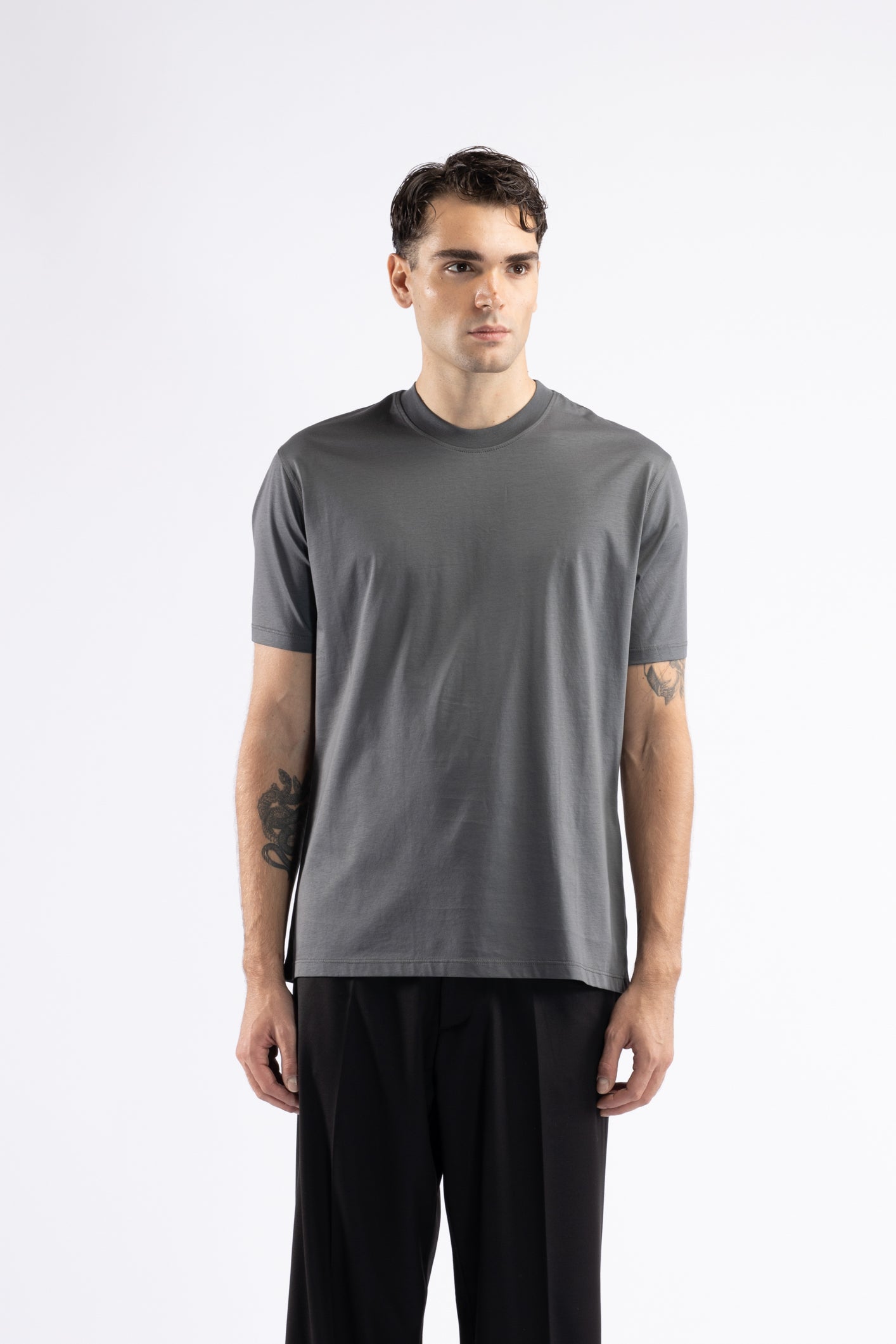 T-shirt cotone mercerizzato - Grigio
