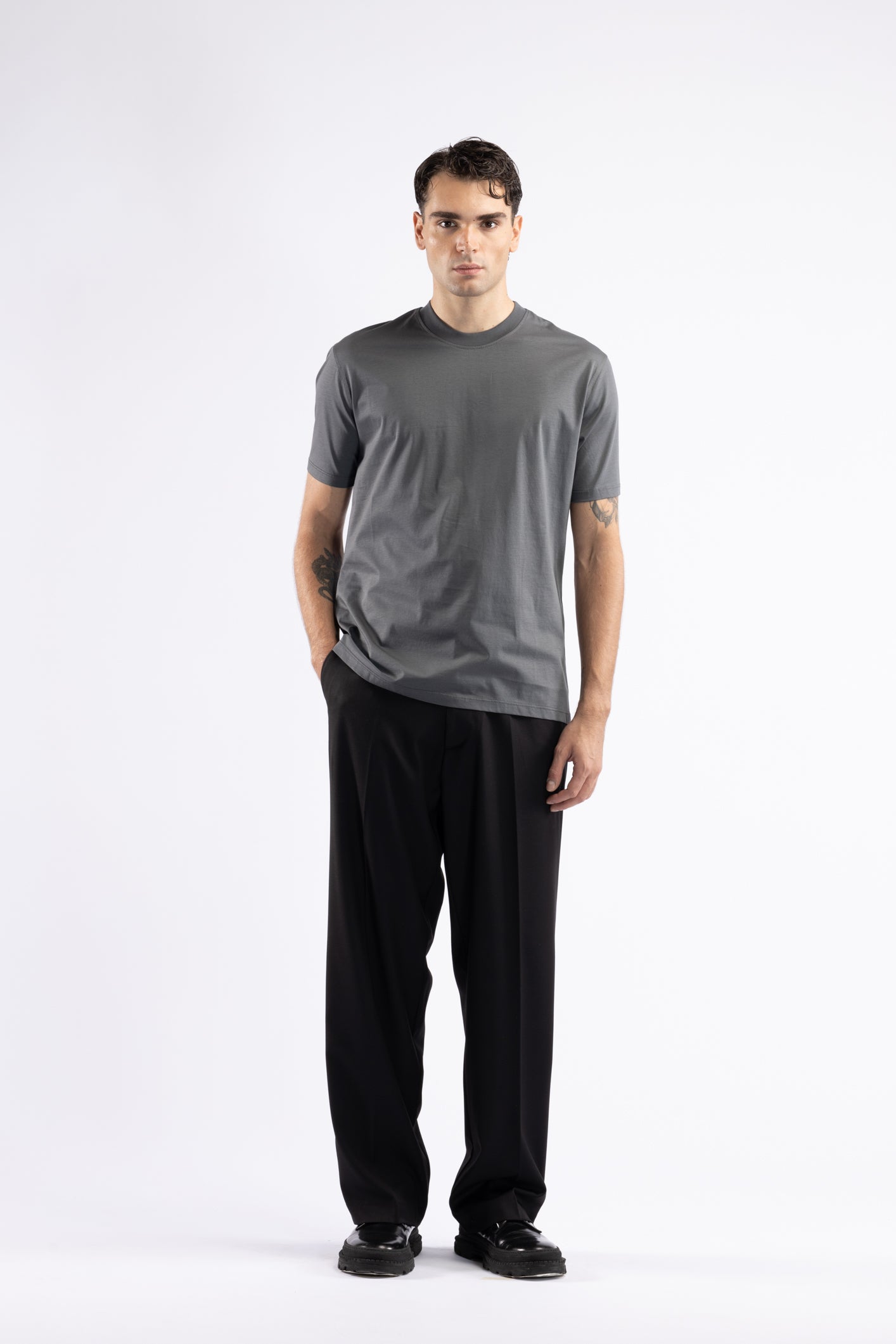 T-shirt cotone mercerizzato - Grigio