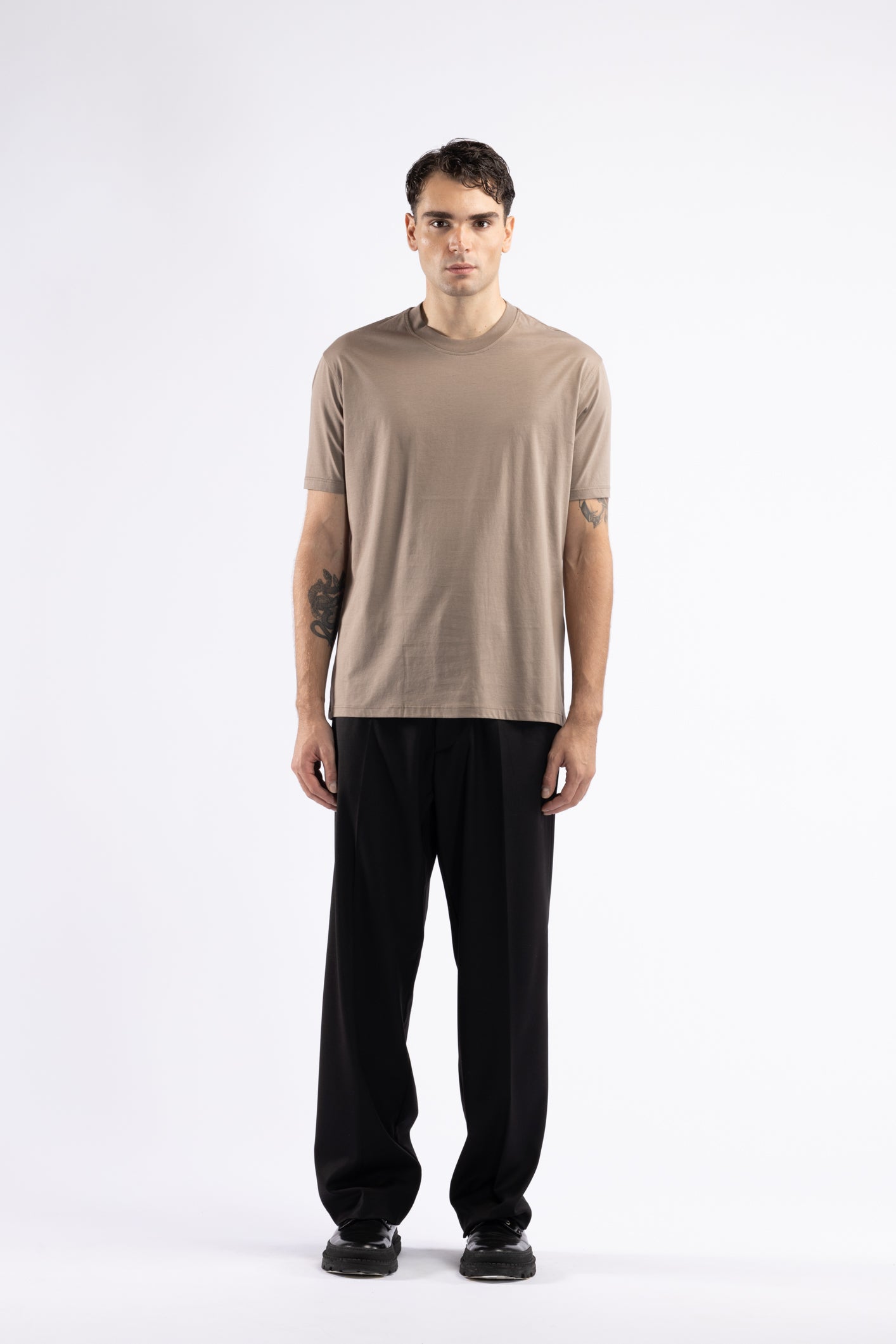 T-shirt in cotone mercerizzato - Tortora