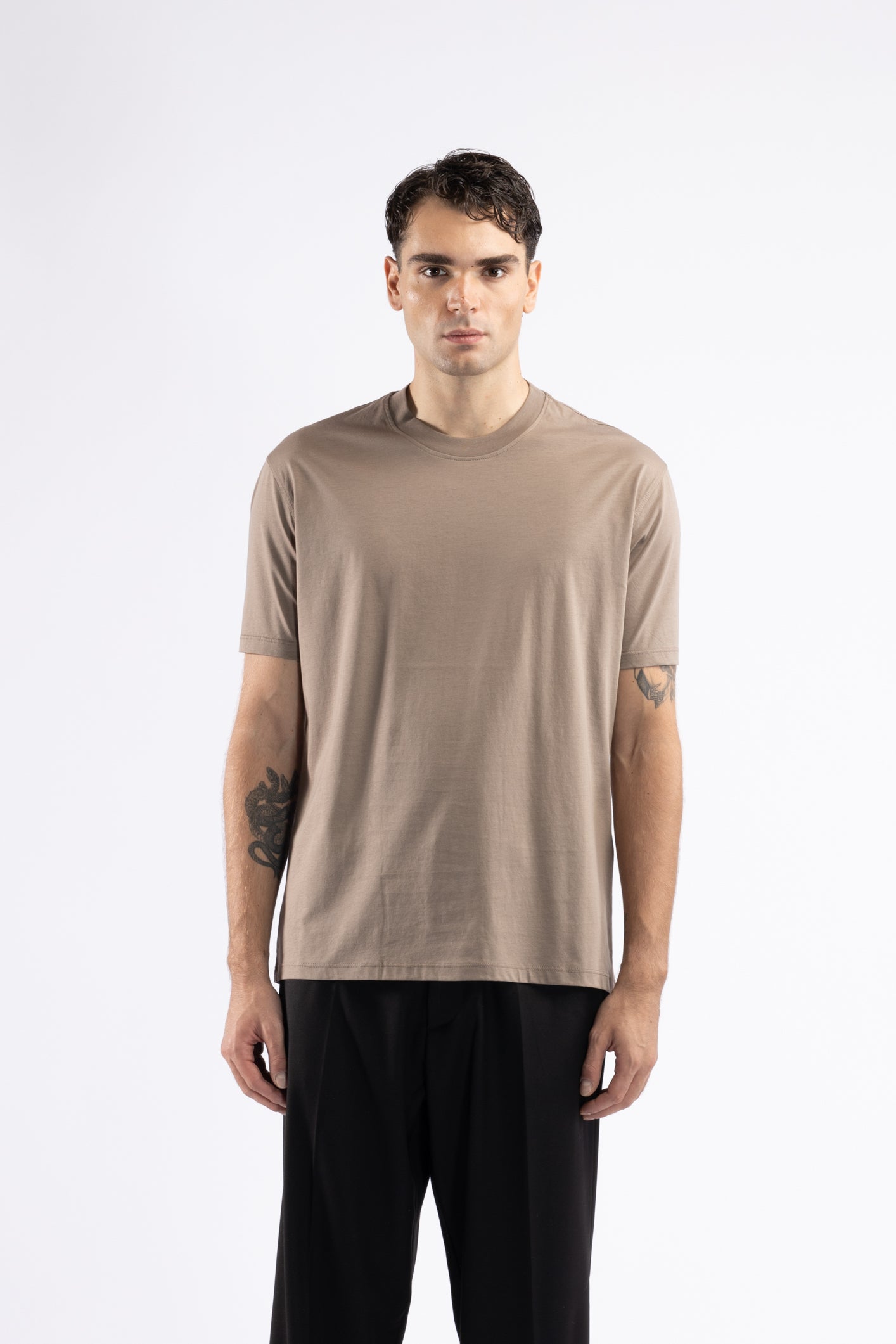 T-shirt in cotone mercerizzato - Tortora