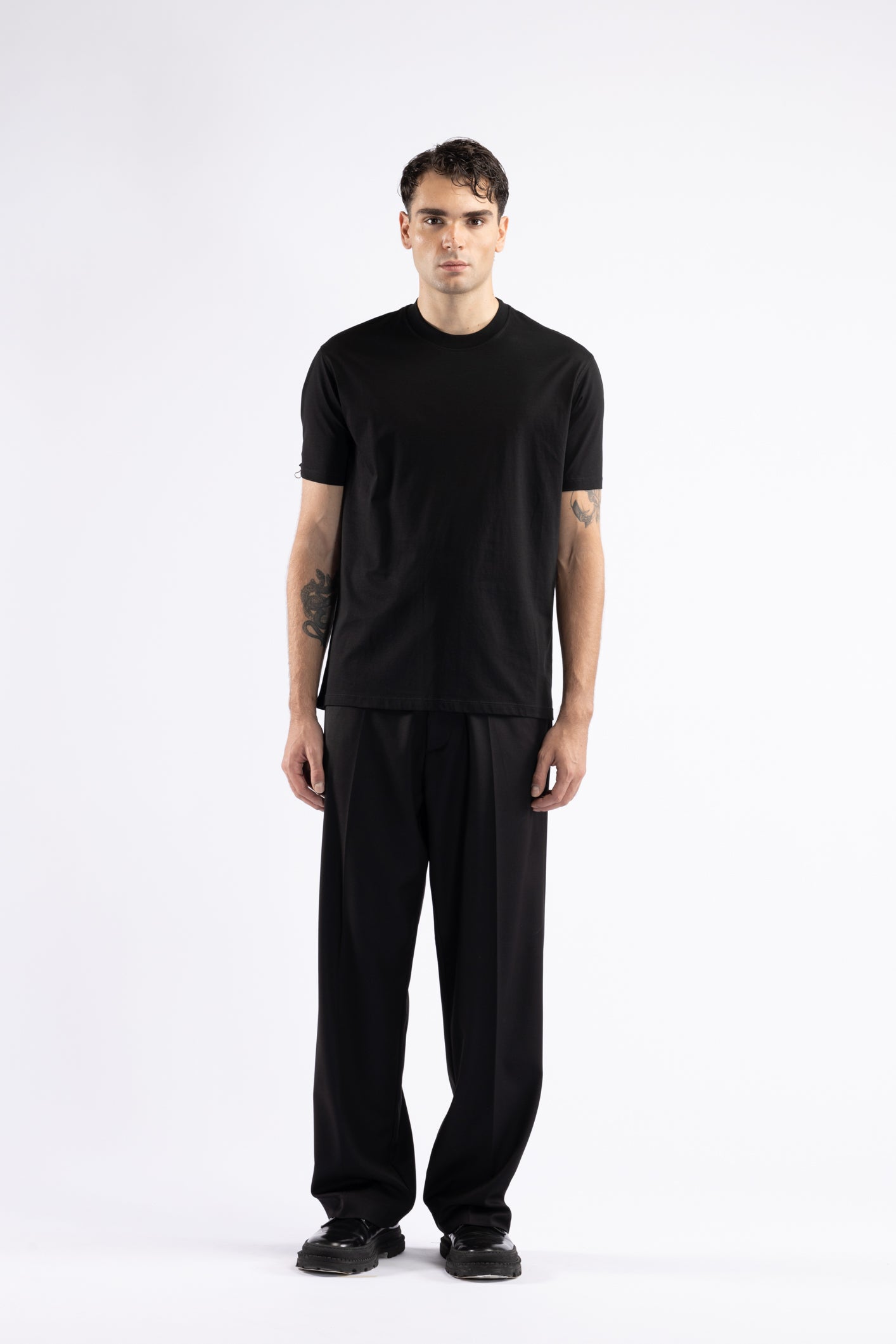 T-shirt in cotone mercerizzato - Nero
