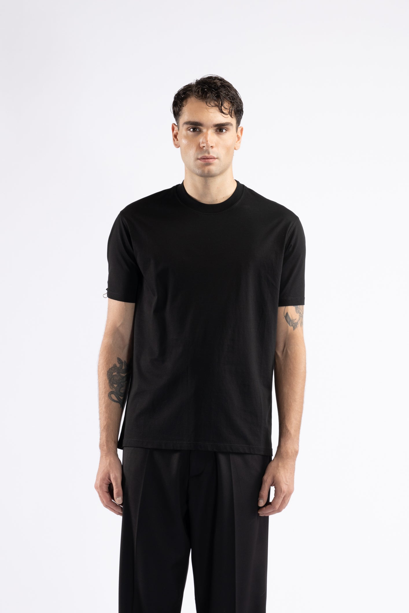 T-shirt in cotone mercerizzato - Nero