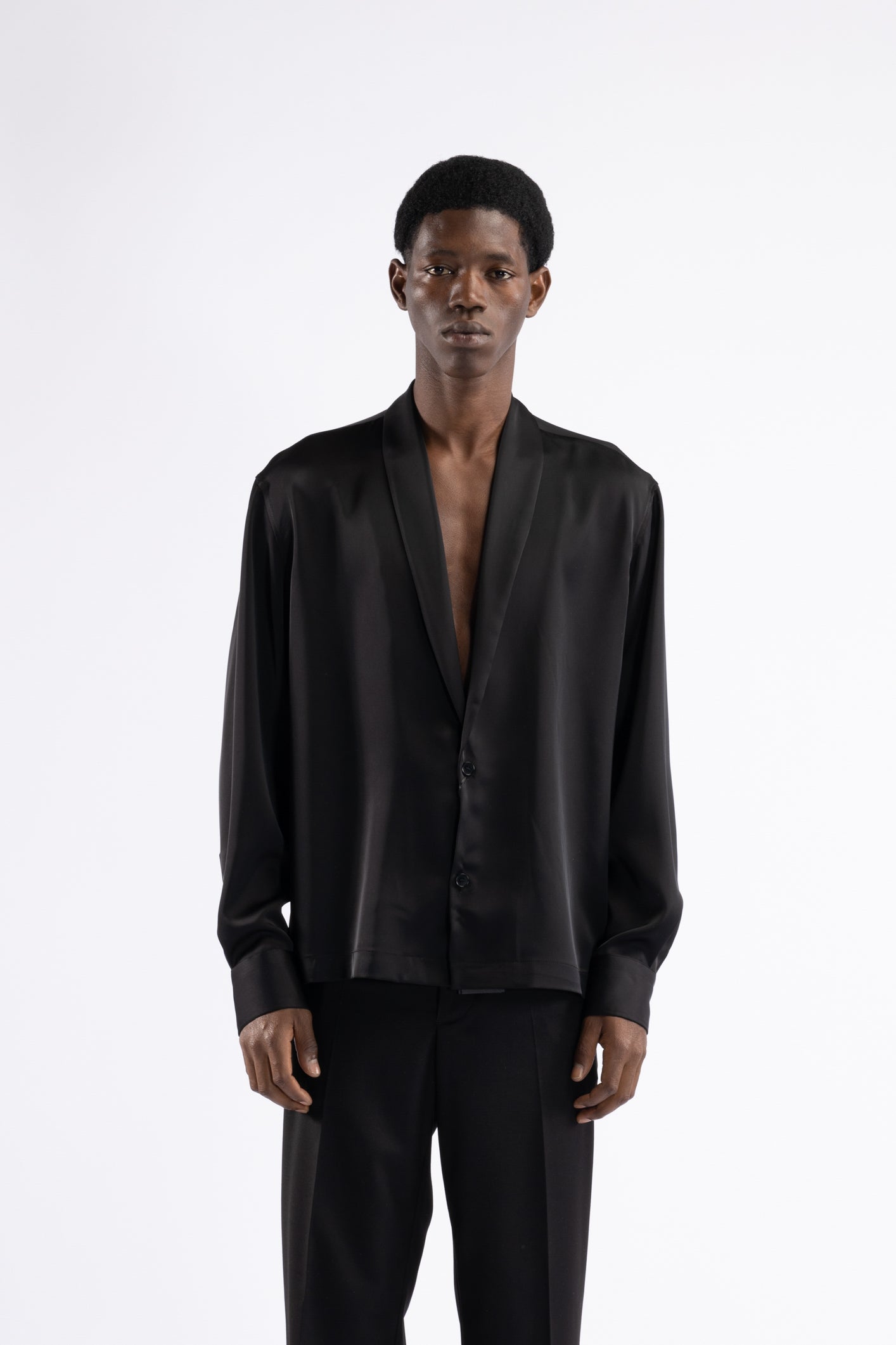Camicia collo sciallato - Nero