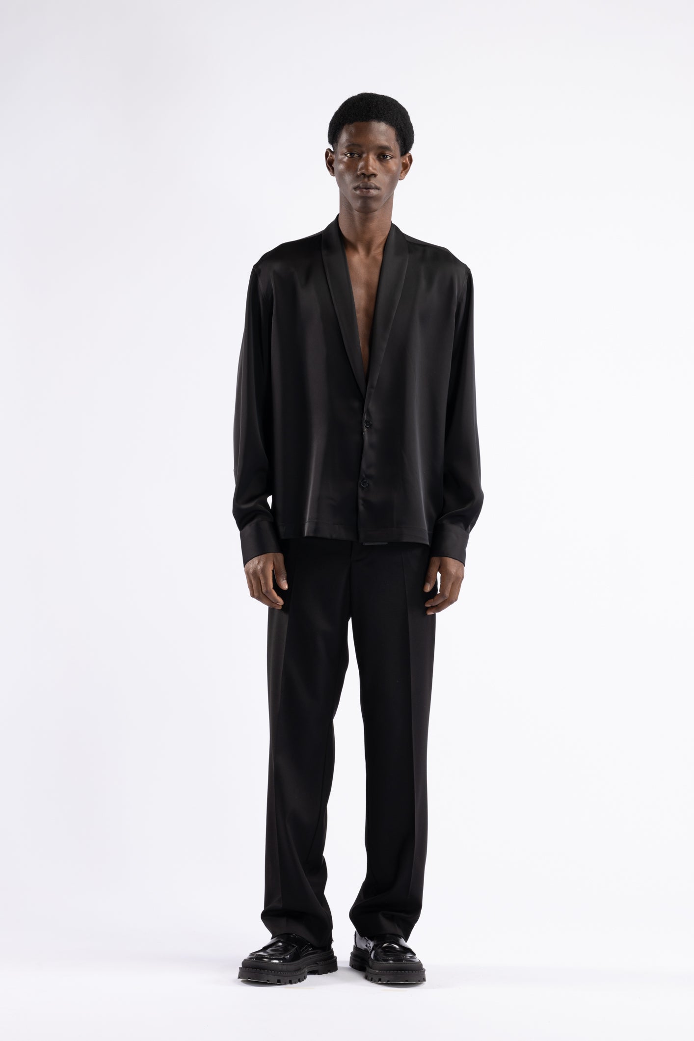 Camicia collo sciallato - Nero