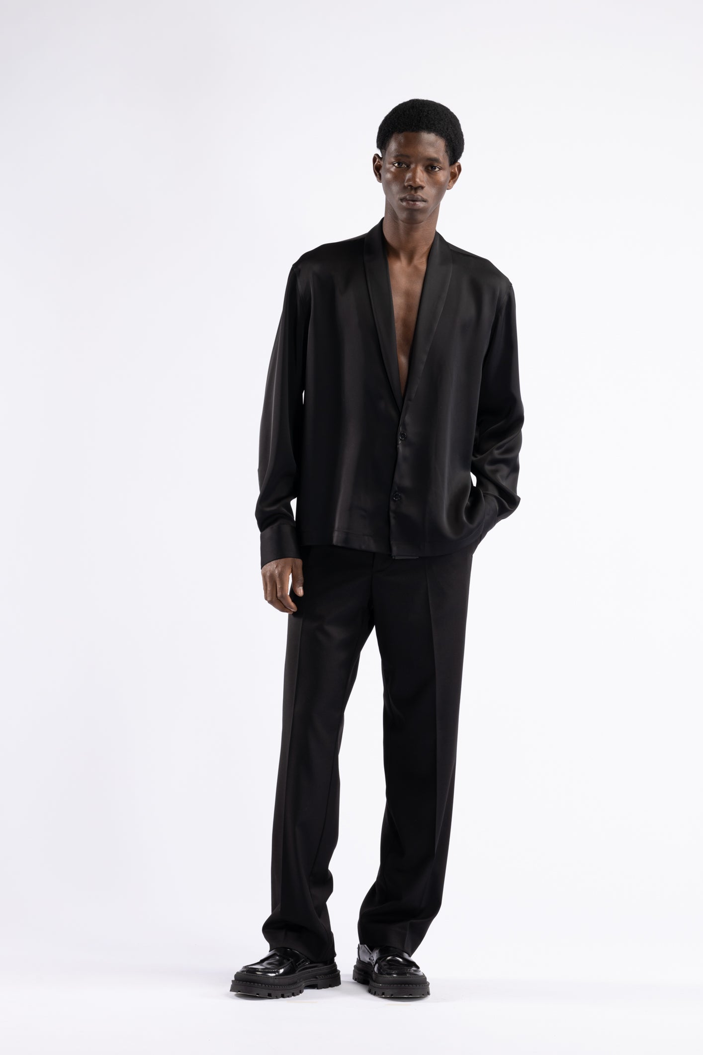 Camicia collo sciallato - Nero