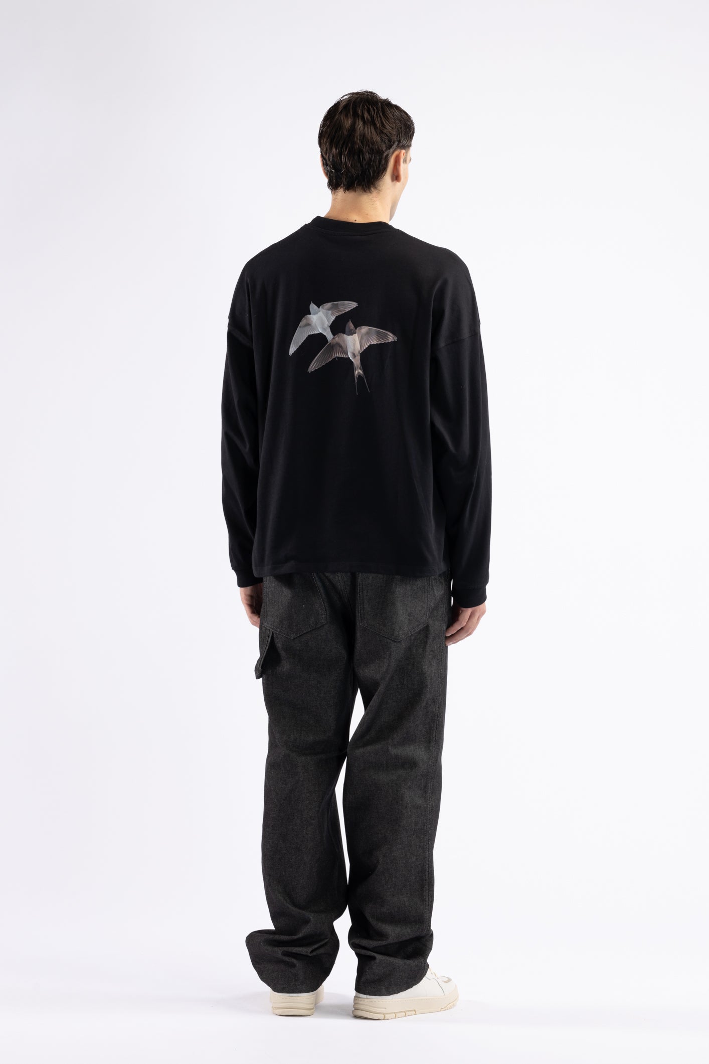 T-shirt oversize maniche lunghe - Nero