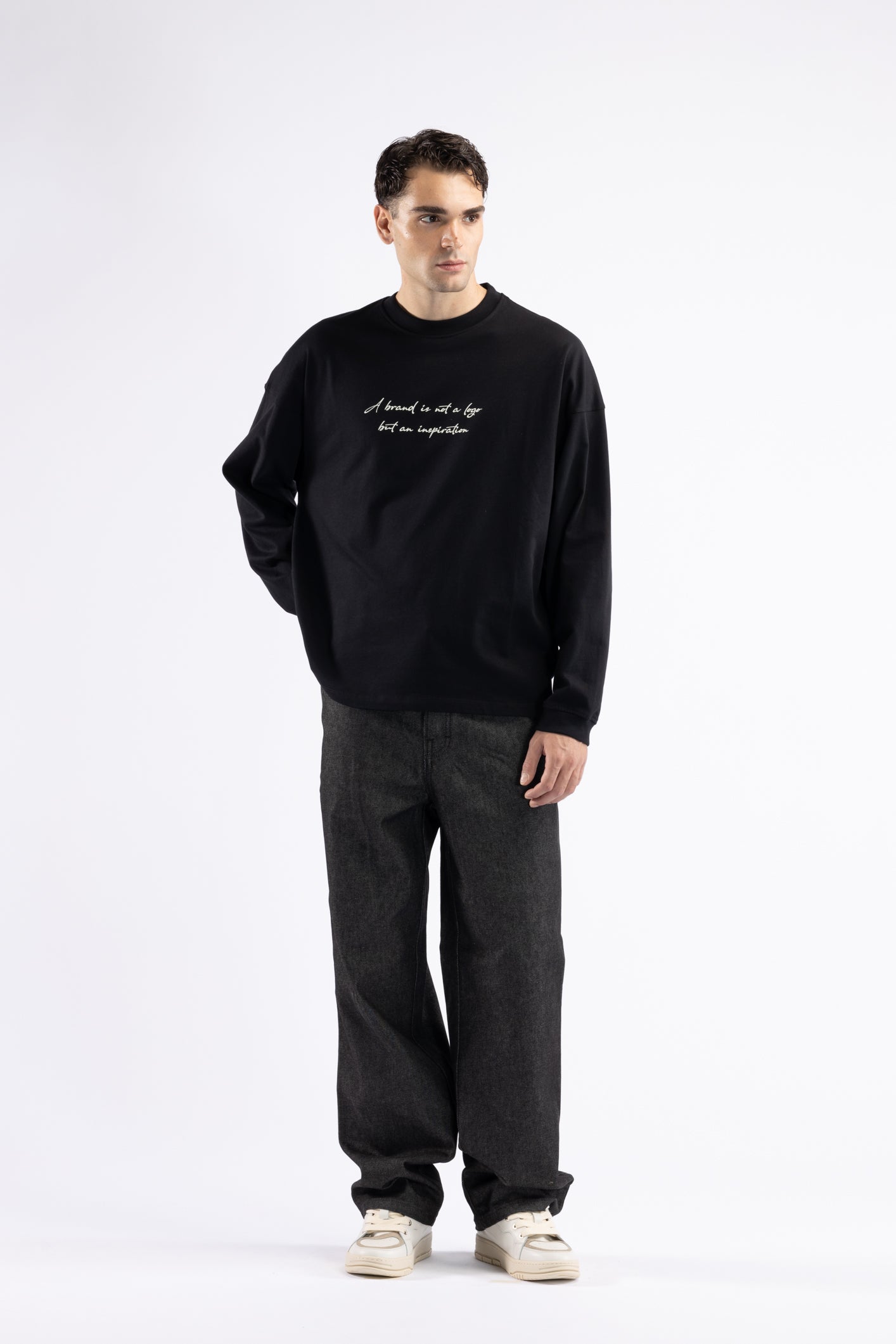 T-shirt oversize maniche lunghe - Nero