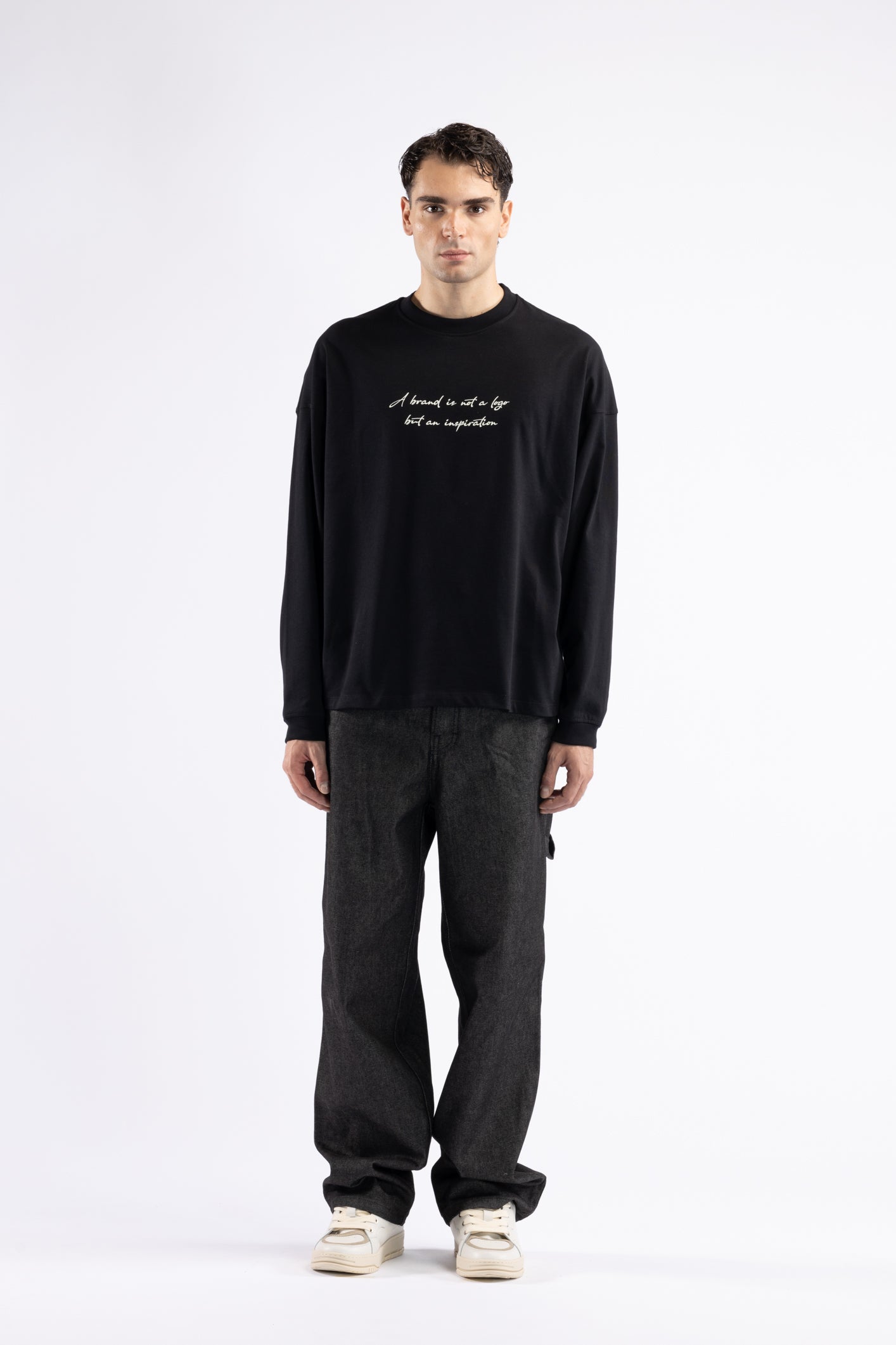 T-shirt oversize maniche lunghe - Nero