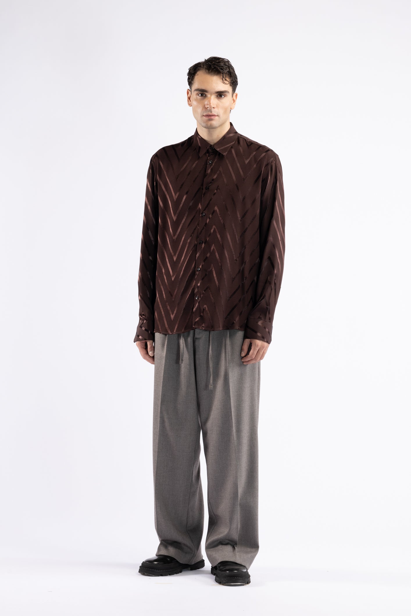 Camicia in viscosa fantasia - Moro