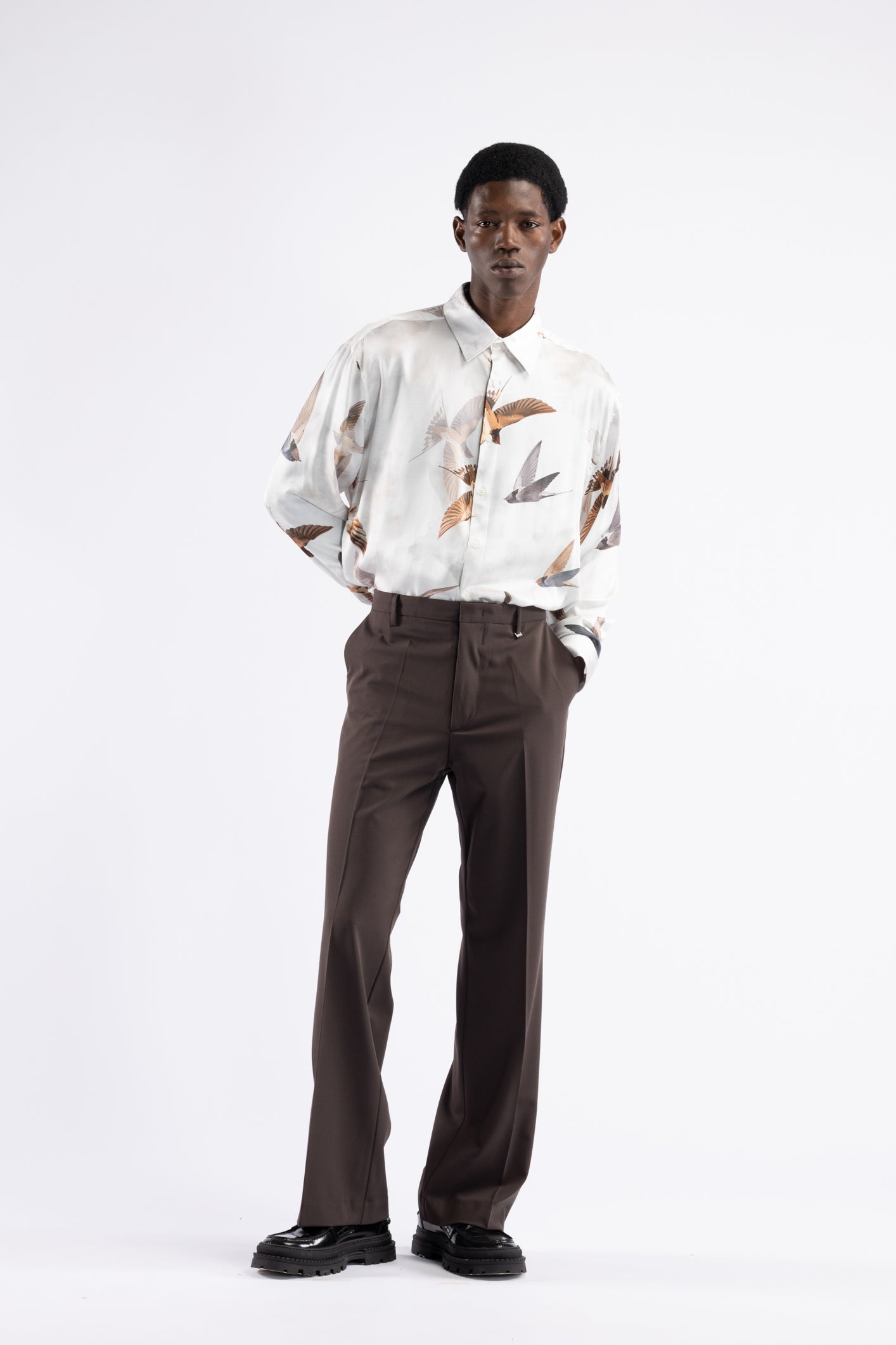 Pantalone flare misto lana - Moro