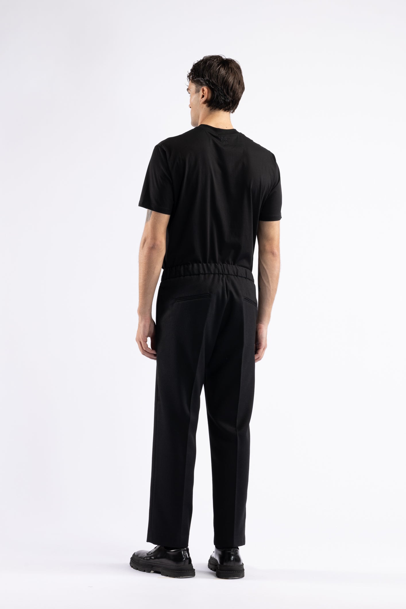 Pantalone con coulisse crop fit - Nero
