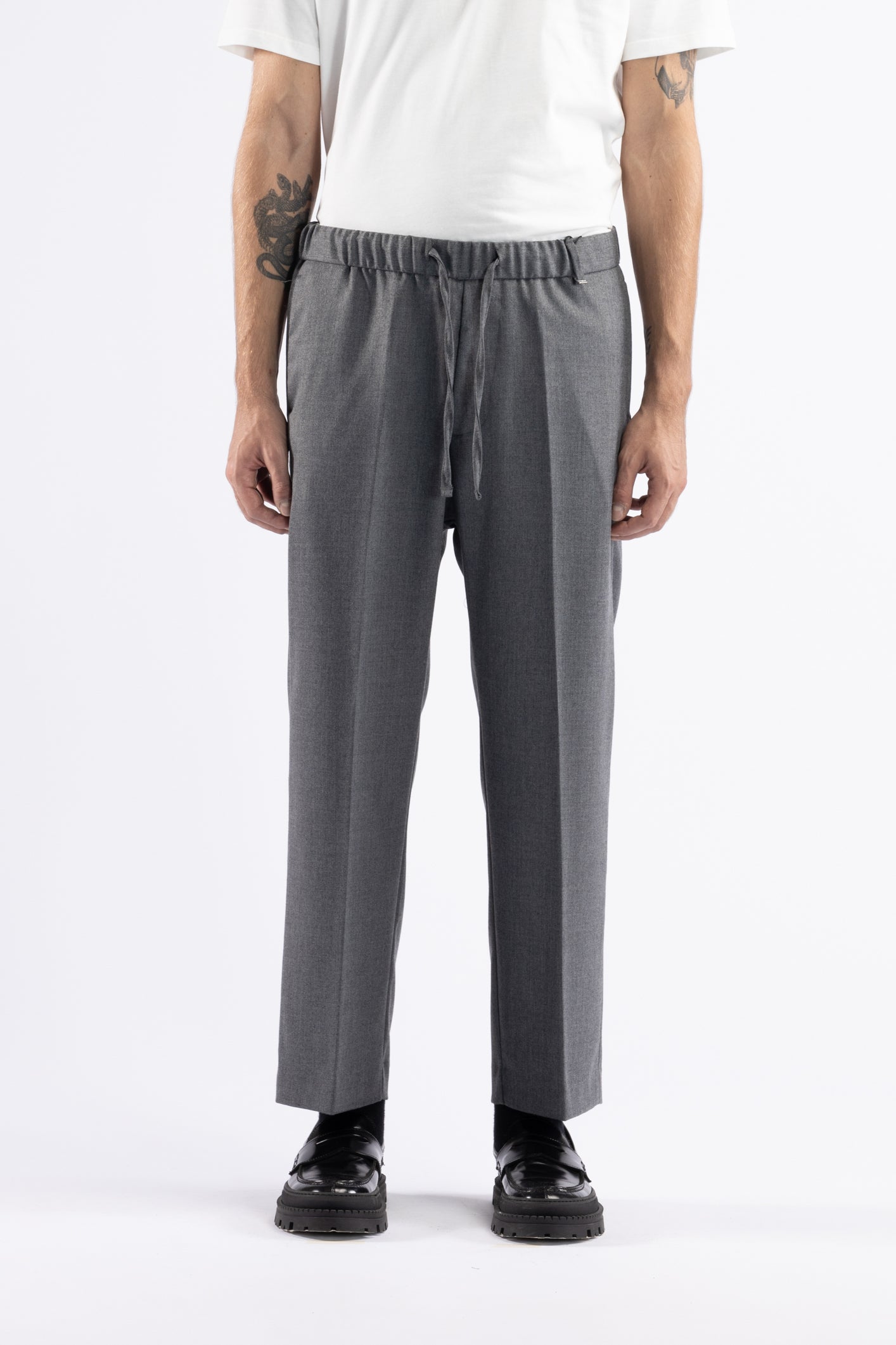 Pantalone con coulisse crop fit - Grigio