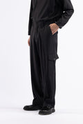 Pantalone in lana con tascone - Nero