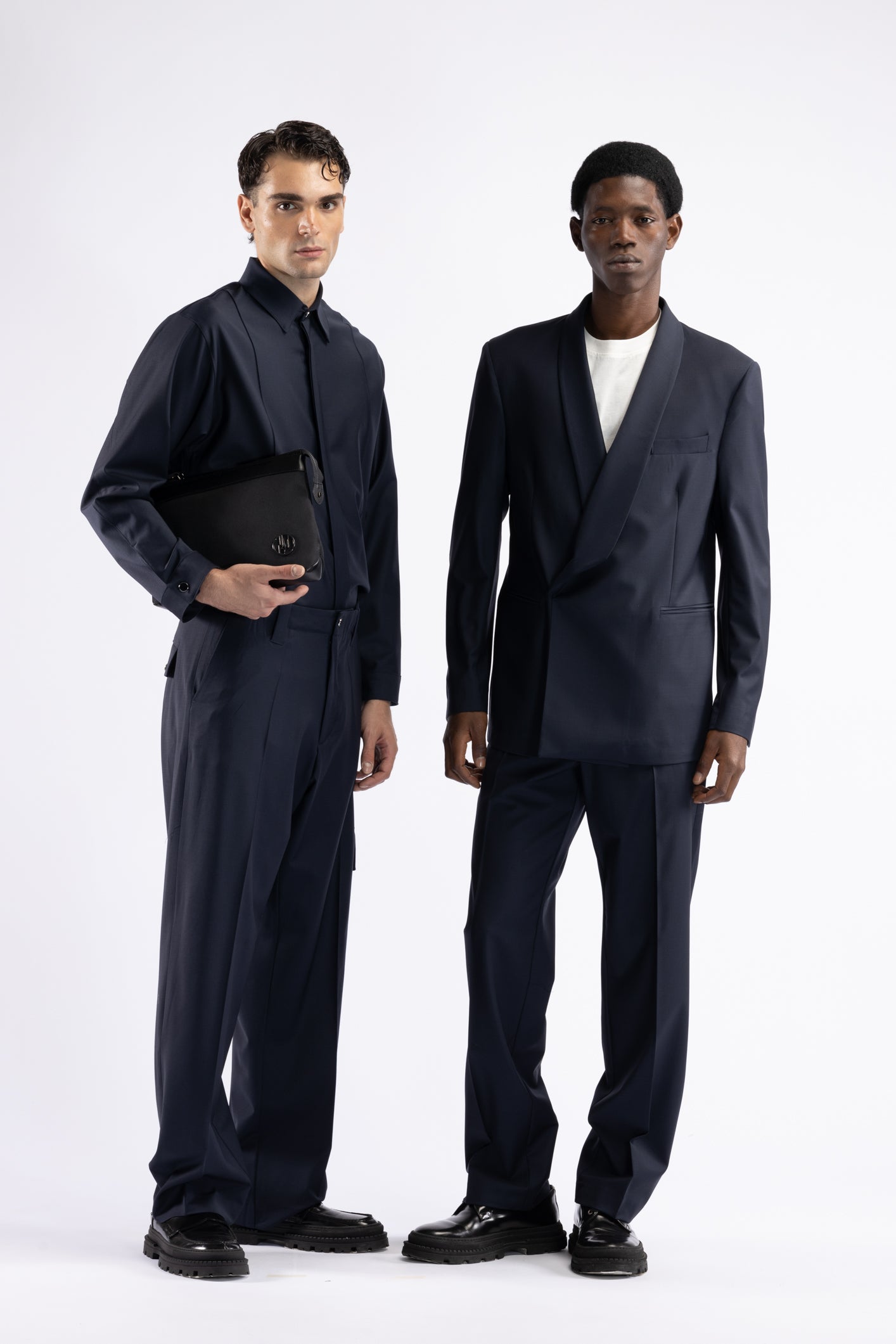 Pantalone in lana con tascone - Blu