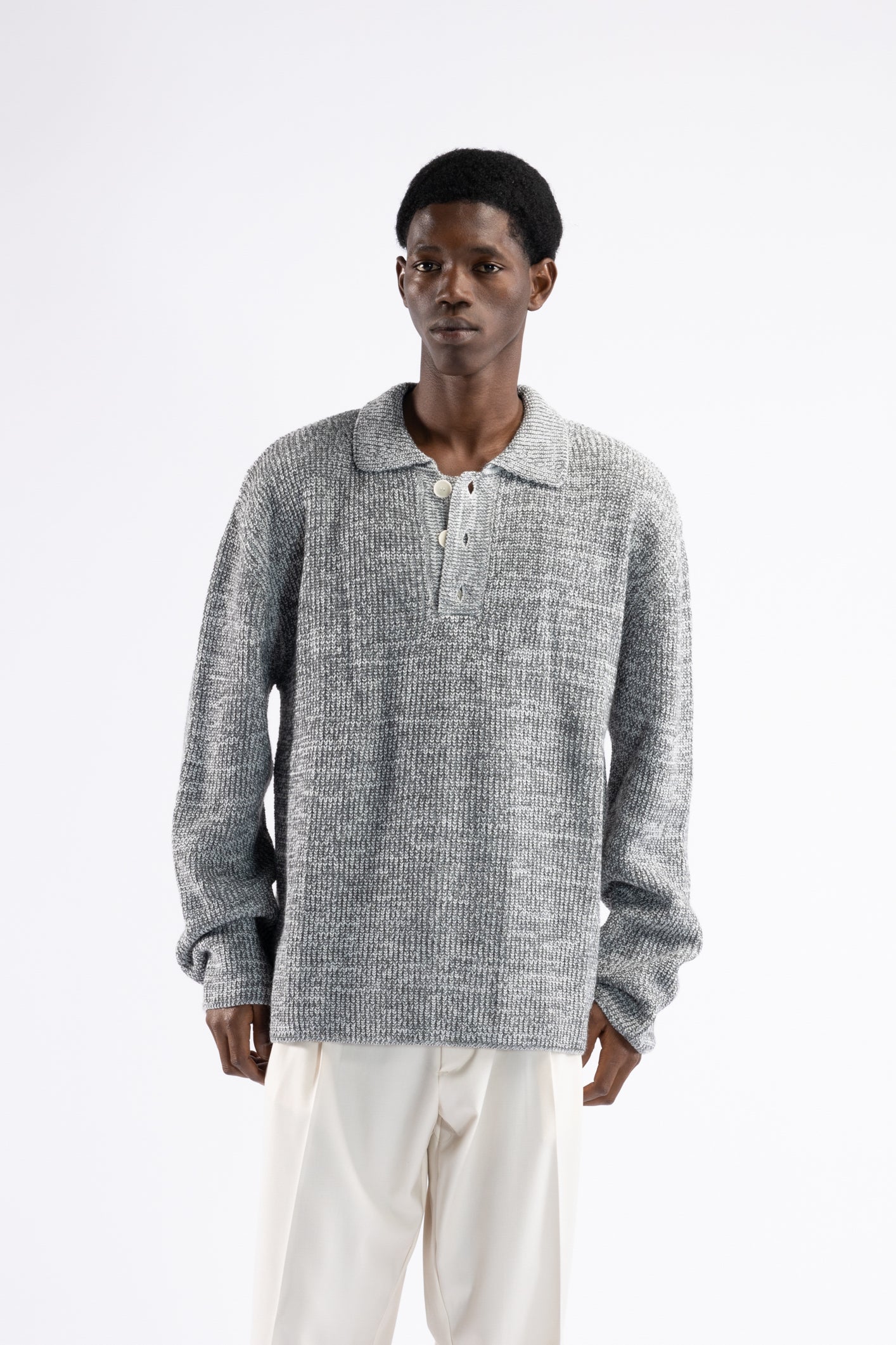 Polo oversize in maglia di lana