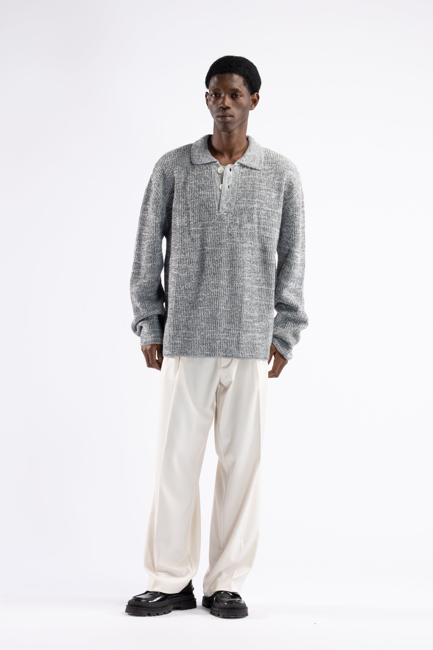 Polo oversize in maglia di lana