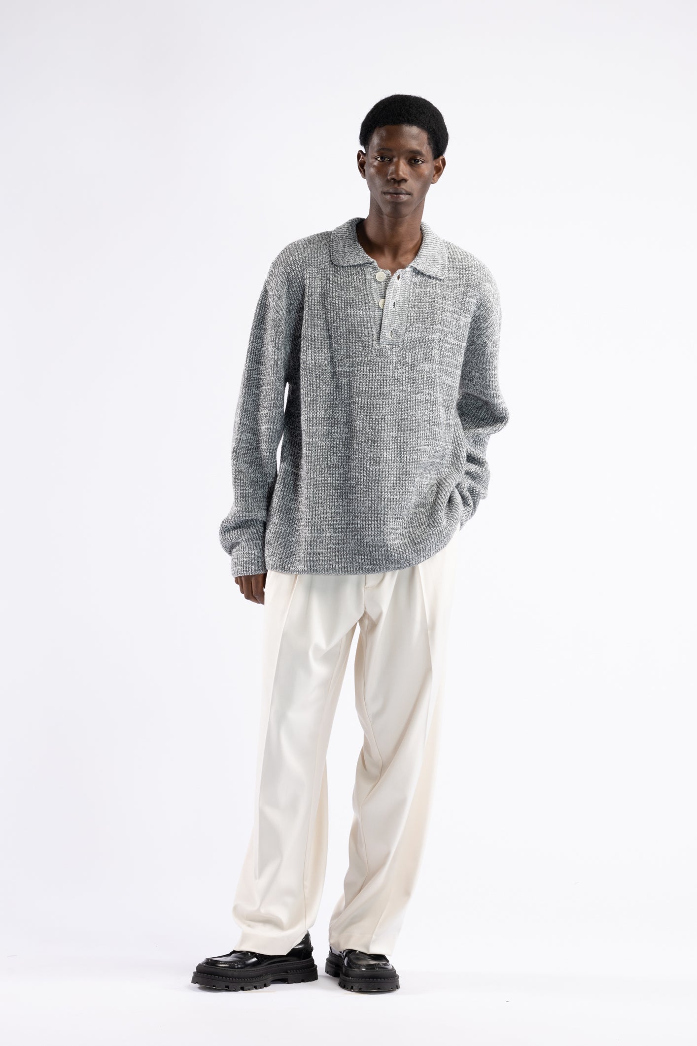 Polo oversize in maglia di lana