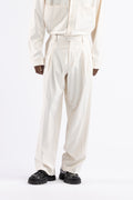 Pantalone doppia pinces fondo ampio - Panna